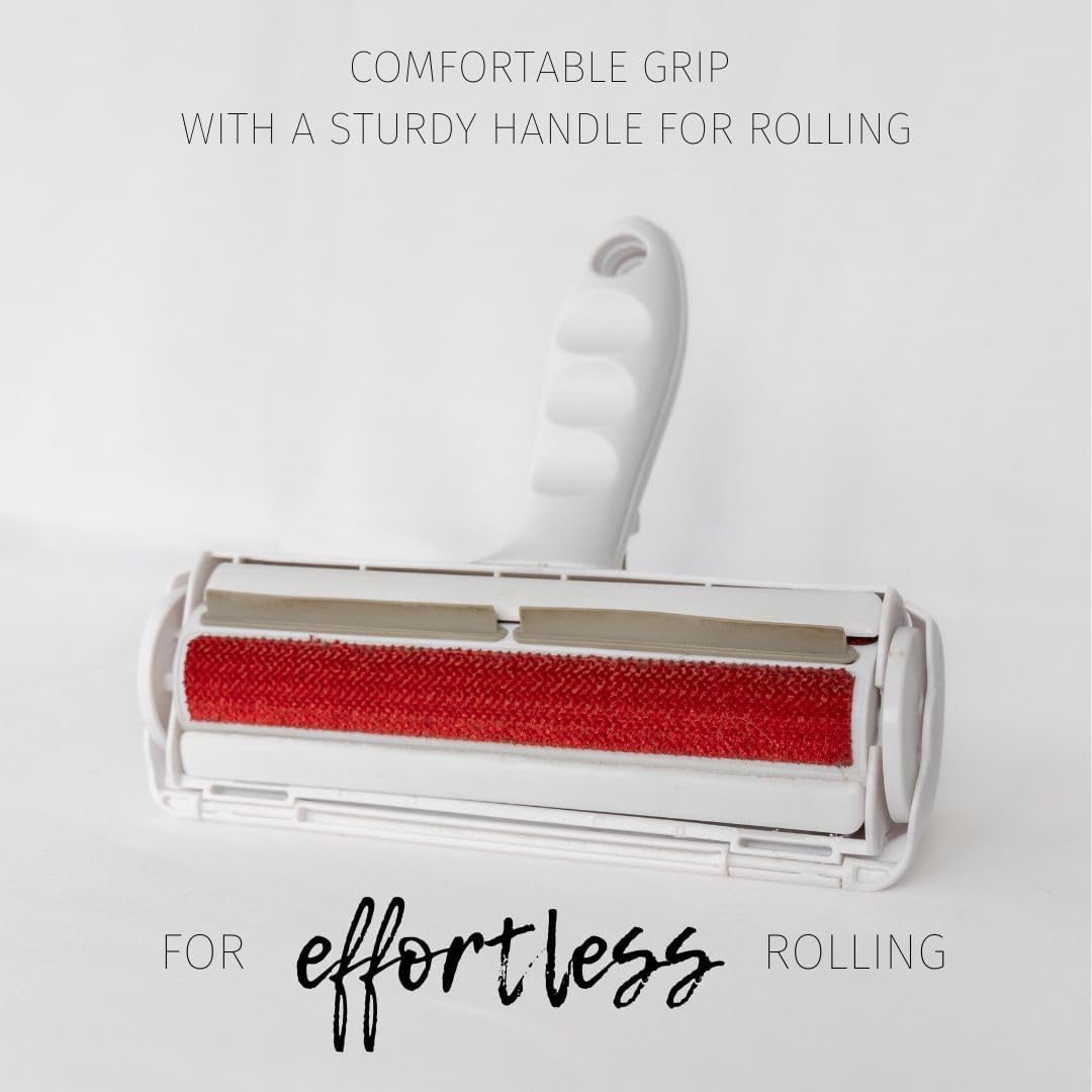 Reusable Pet Hair Remover & Lint Roller – Washable, Portable Tool for Dog & Cat Hair Removal on Clothes, Furniture, Carpet & Car – Effective Roller for Easy Fur & Lint Removal (Grey)