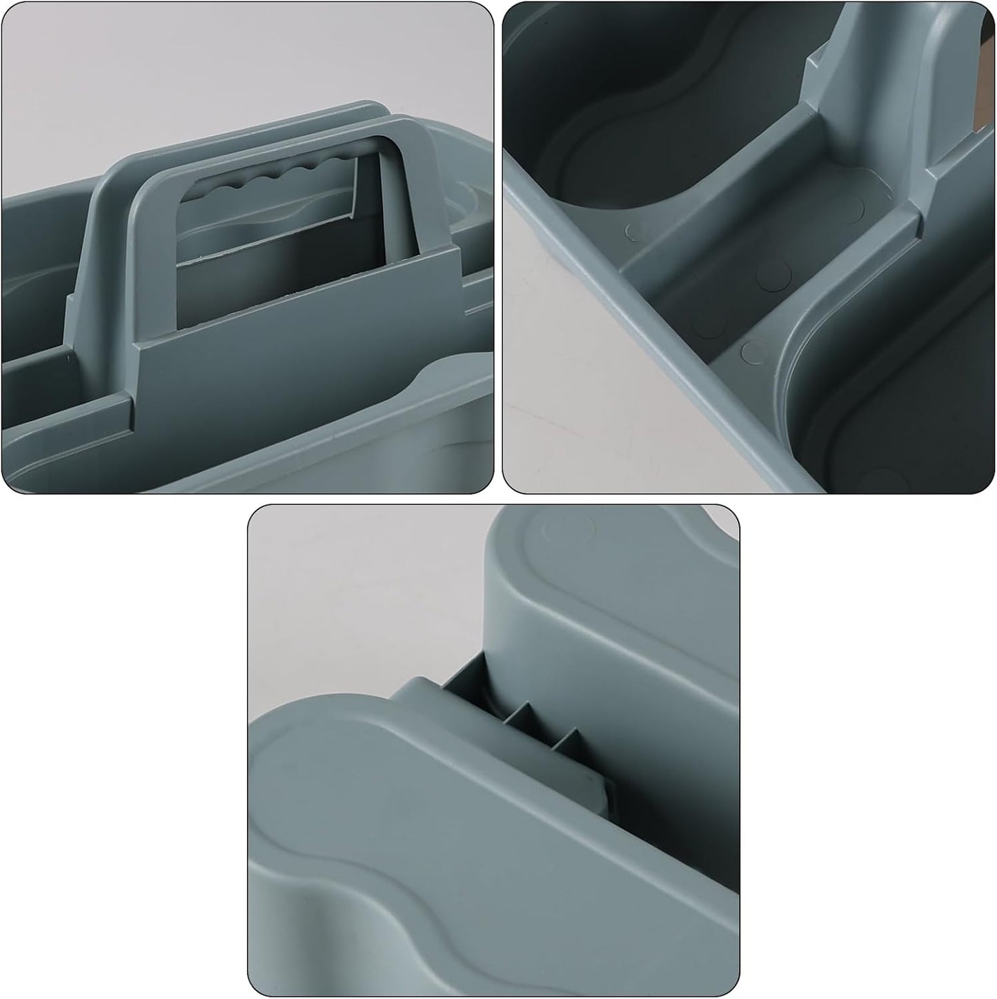 6 Pack Plastic 2 Compartments Cleaning Supplies Caddy, Commercial Carry Caddy Organizer with Handle, Gray