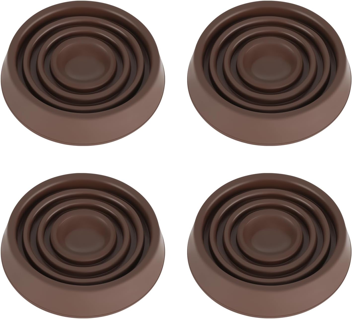 Furniture Coasters, 1.5X1.5 Rubber Caster Cups Non Slip Furniture Pads Non Skid Furnitures Grippers Anti Slide Floor Protector for Bed Couch Table Chair Stoppers - 4 Pack, Brown