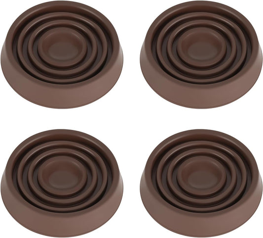 Furniture Coasters, 1.5X1.5 Rubber Caster Cups Non Slip Furniture Pads Non Skid Furnitures Grippers Anti Slide Floor Protector for Bed Couch Table Chair Stoppers - 4 Pack, Brown