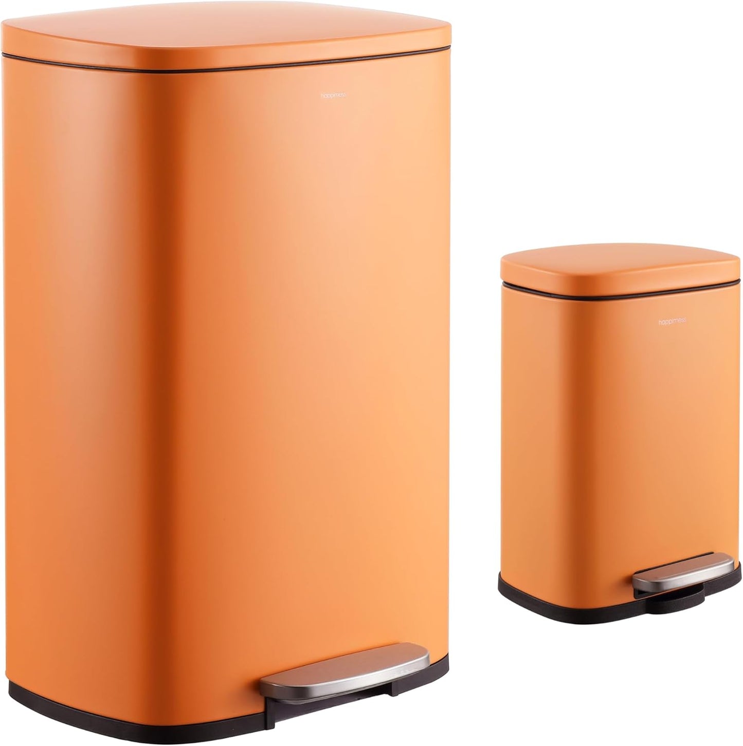 happimess HPM1006K Connor Rectangular 13.2-Gallon Trash Can with Soft-Close Lid and Free Mini Trash Can, Carrot Cake, Fingerprint Resistant, Modern, Minimalistic for Home, Kitchen, Bedroom, Bathroom