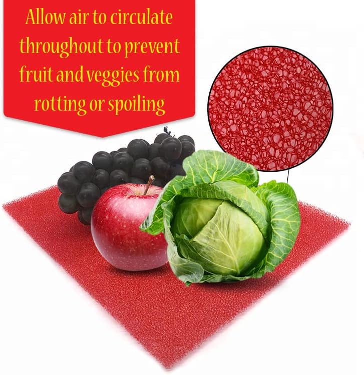 Dualplex® Fruit & Veggie Life Extender Liner for Fridge Refrigerator Drawers, 12x15 Inches (4 Pack) – Extends The Life of Your Produce & Prevents Spoilage (Red)