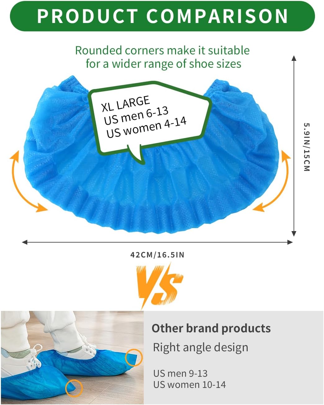 200Pcs(100 Pairs) Non-Woven Shoe Covers Disposable Non Slip for Indoors, Breathable | Durable | Boot Covers, Fits Up to Size 13 US Men (Blue)