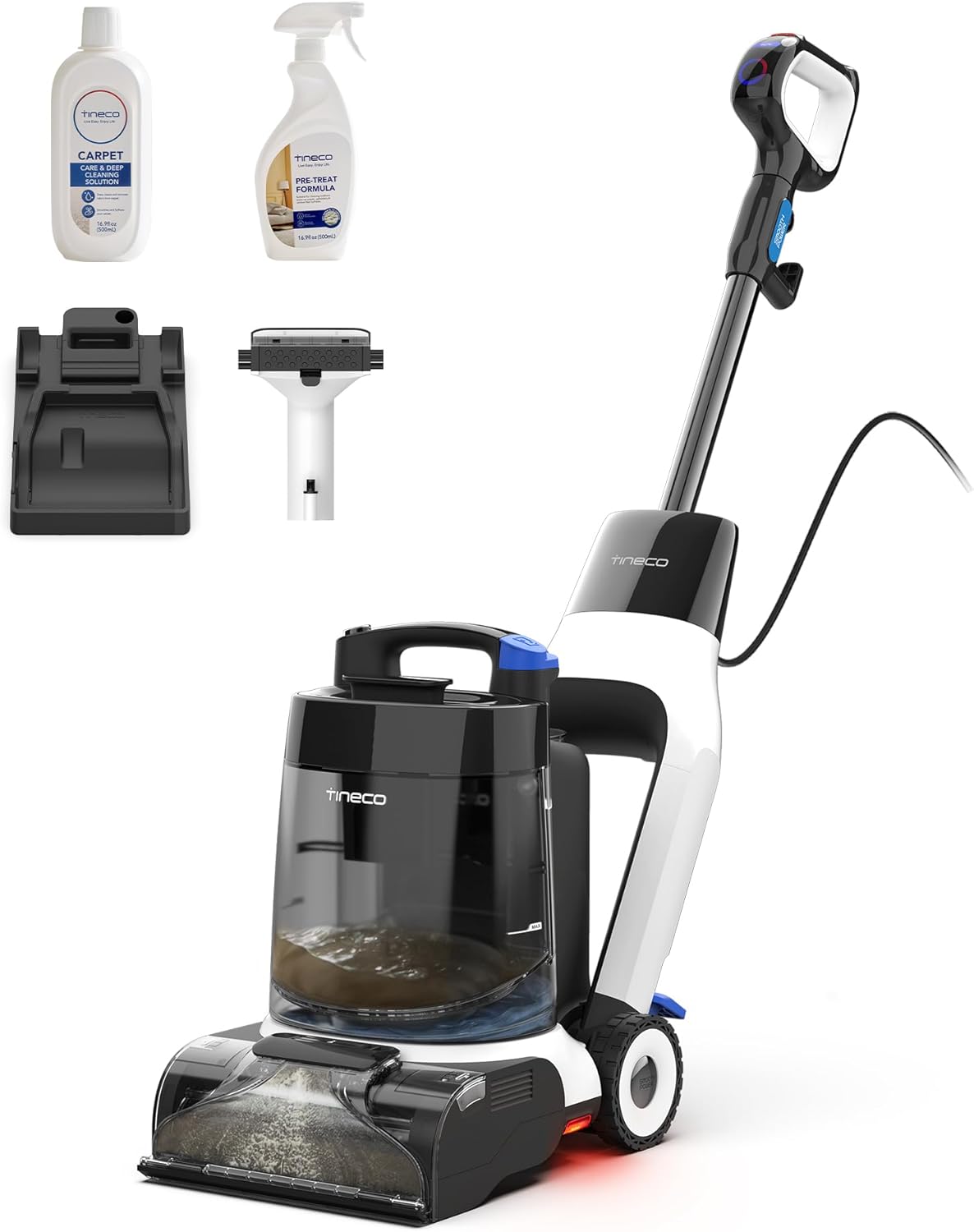 Tineco CARPET ONE Cruiser Smart Carpet Cleaner, Self-Cleaning and FlashDry, Deep Cleaning for Carpet and Upholstery 167℉ PowerDry 130W Powerful suction SmoothPower