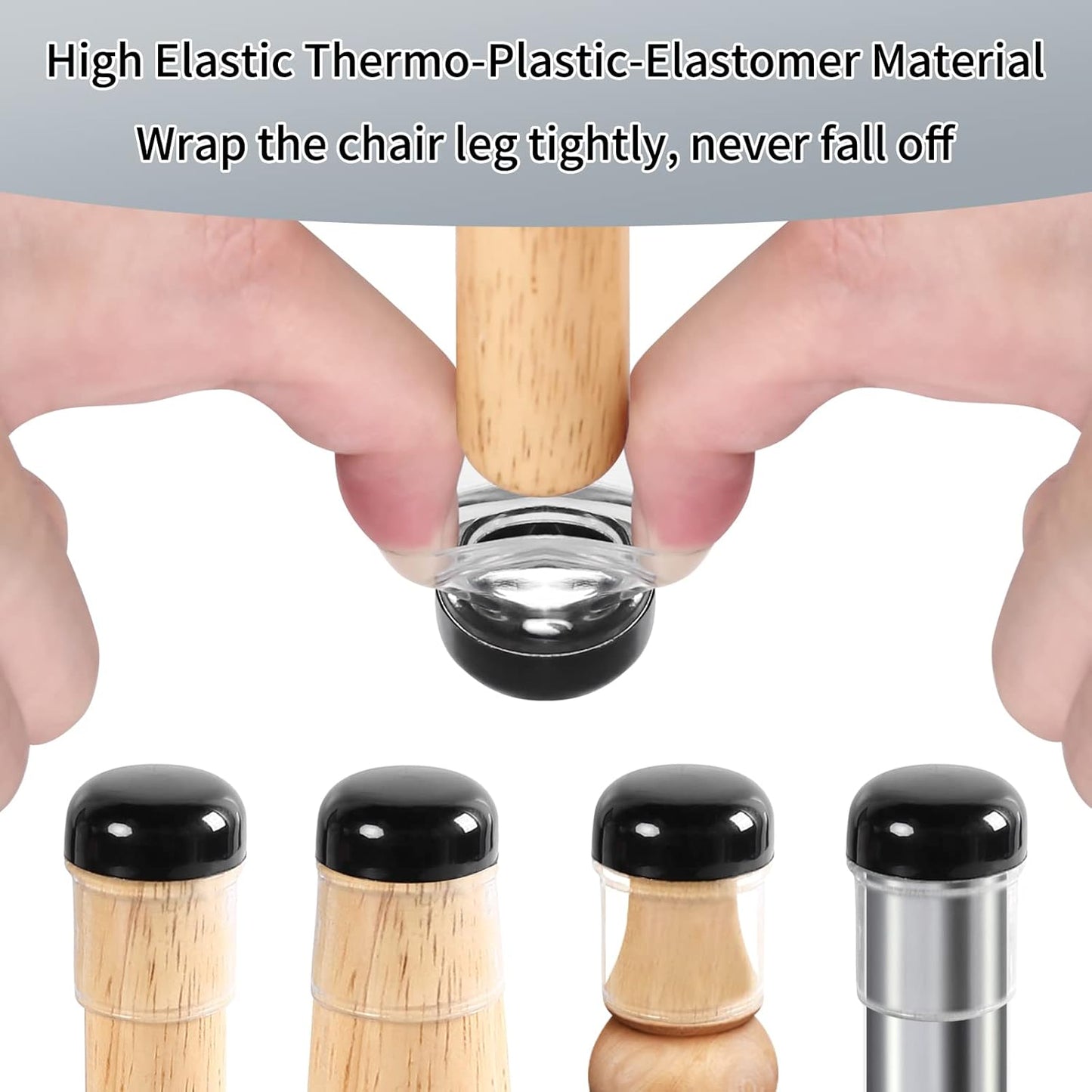 Ezprotekt 24 Pcs Extra Small Clear Chair Leg Sliders for Carpet, Round Teflon Furniture Pads for Rug Glides Easily Without Scratches - for Table, Couch, Patio Chair Legs (S Fit: 0.55" to 0.75")