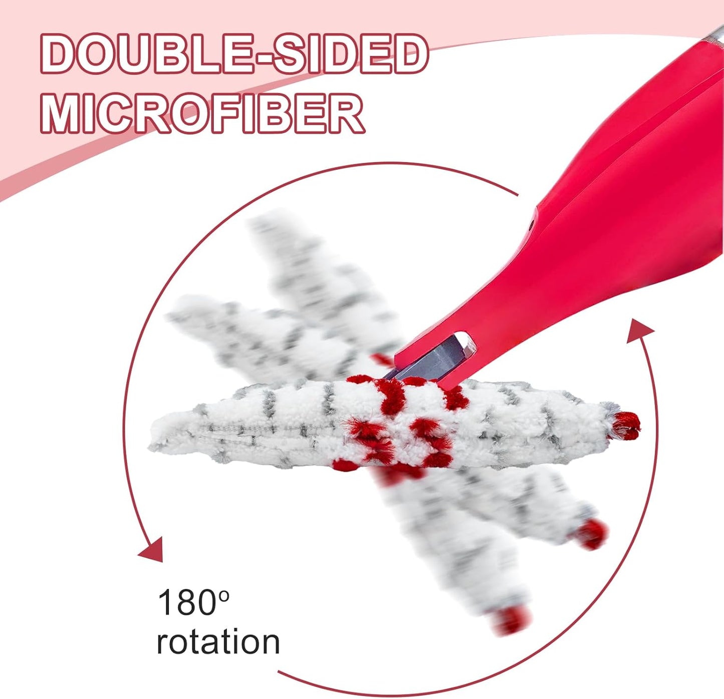 Microfiber Spray Mop Pads - Compatible with Promist MAX, Double Sided Replace Head for Dry/Wet Floor Cleaning Usable (4 Pack Red)