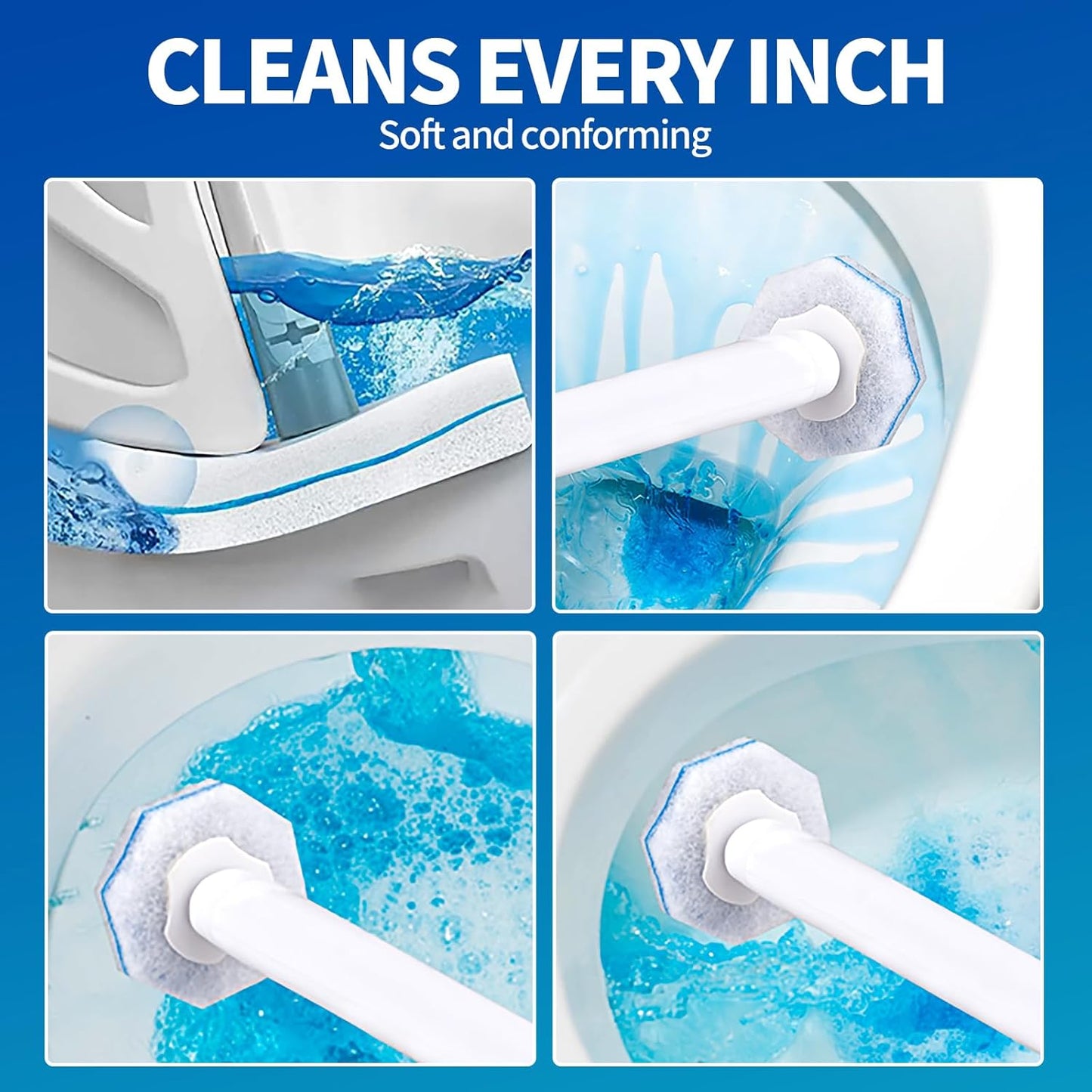 30 Count Disposable Toilet Brush Heads, Toilet Bowl Wand Refills for Toilet Cleaning, toilet scrubber refill，disposable toilet brush headrefills，Toilet Cleaning Sponges Heads for Bathtub, Floor, Drain