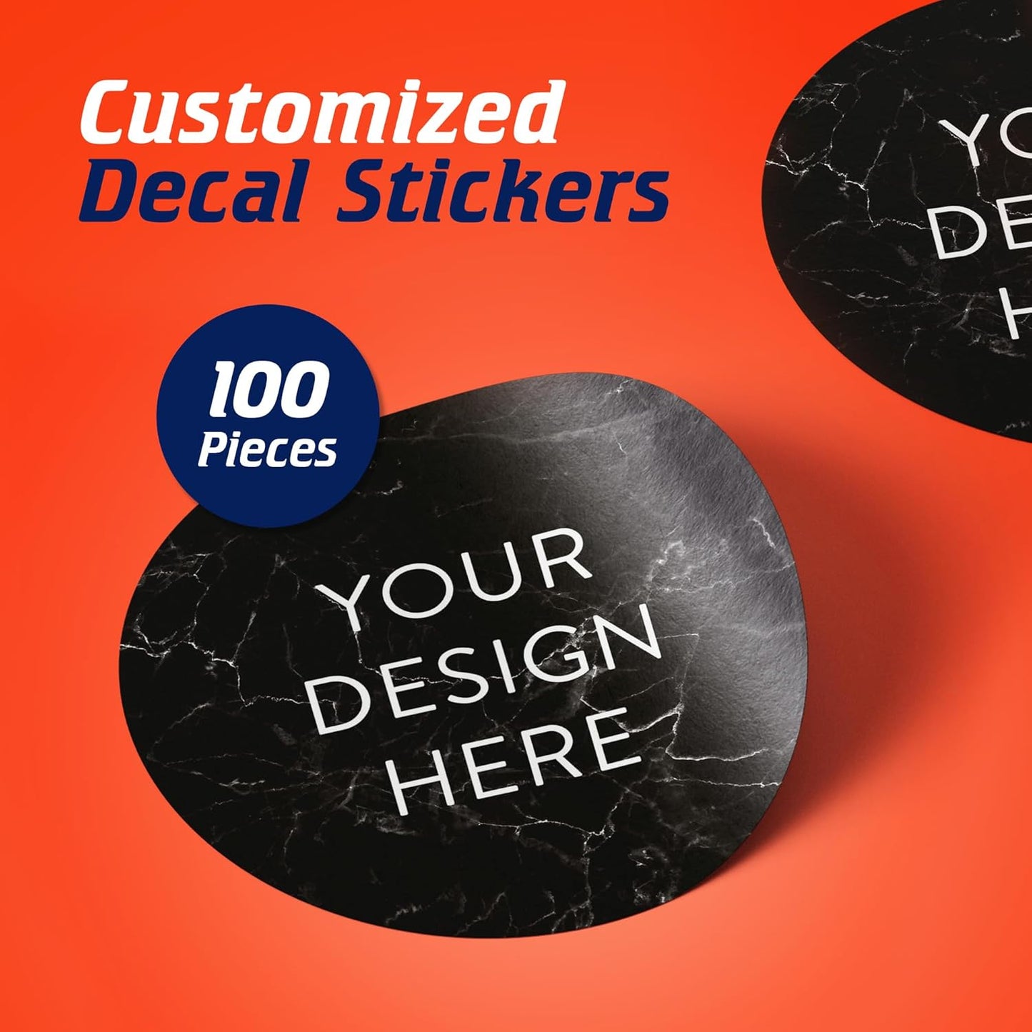 100 Custom Vinyl Stickers - Upload Your own Image, Text, Design, Logo - Personalized Logo Labels for Handmade, Packaging, Bottle, Jars, Candle, Brand Stickers (Black Marble, 4x4)