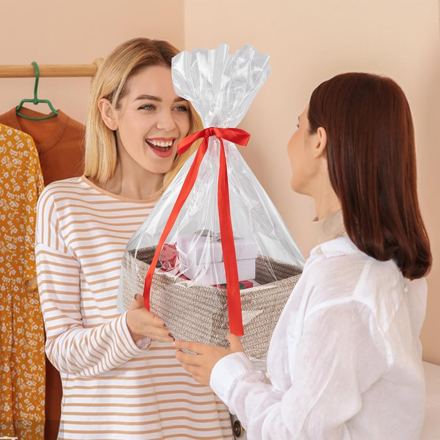 3 Pack Small Storage Baskets for Organizing, Cute Woven Decorative Gift Baskets for Shelves, Mini Closet Organizer Bins with Handles, 11.81''Lx7.87''Wx4.72''H-Brown