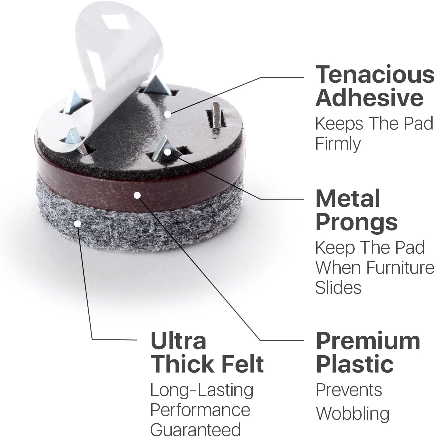 Felt Furniture Pads X-Protector 16 PCS - 1" Felt Pads with Prongs - Premium Felt Chair Pads - Furniture Pads for Hardwood Floors - Chair Floor Protectors for Hardwood- Slide Your Furniture Easily!