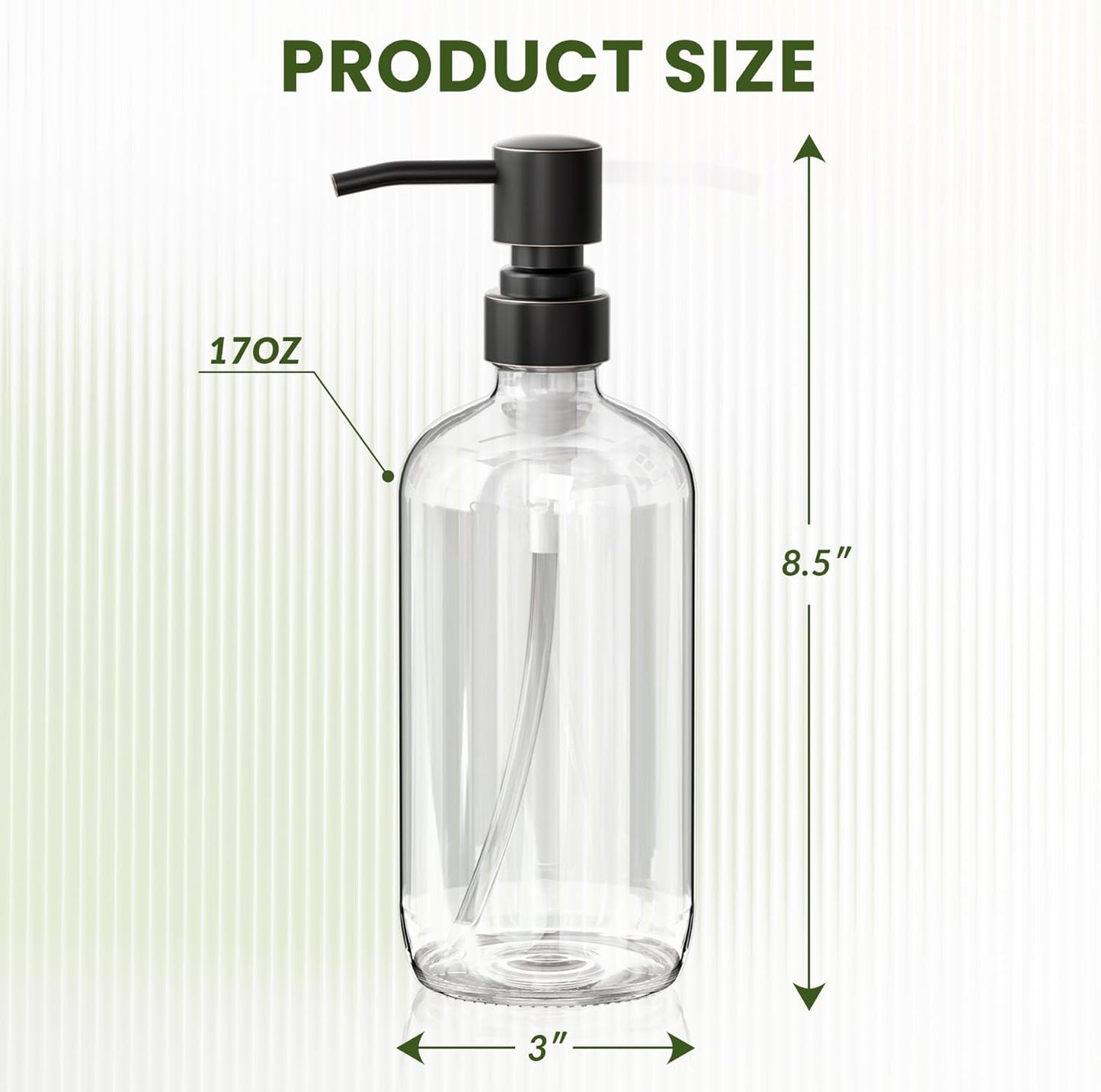 AmazerBath Glass Soap Dispenser, 2-Pack Clear Glass Soap Dispenser with Pump Bronze Rustproof, 17 Oz Bathroom Hand Soap Dispenser Bottle for Liquid Lotion, Kitchen Dish Soap Dispenser