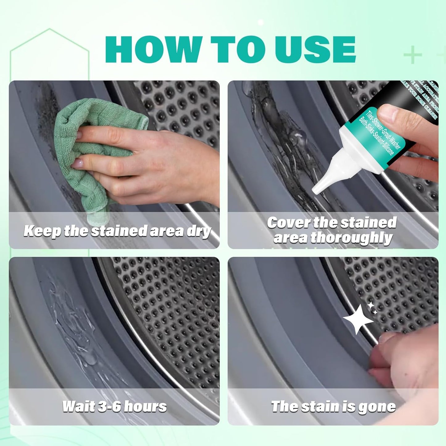 Mold Stain Remover Gel, Home Stain Remover Gel, Washing Machine Cleaner, Household Cleaner for Refrigerator Strips, Grout Cleaners Best for Home Sink, Kitchen, Showers