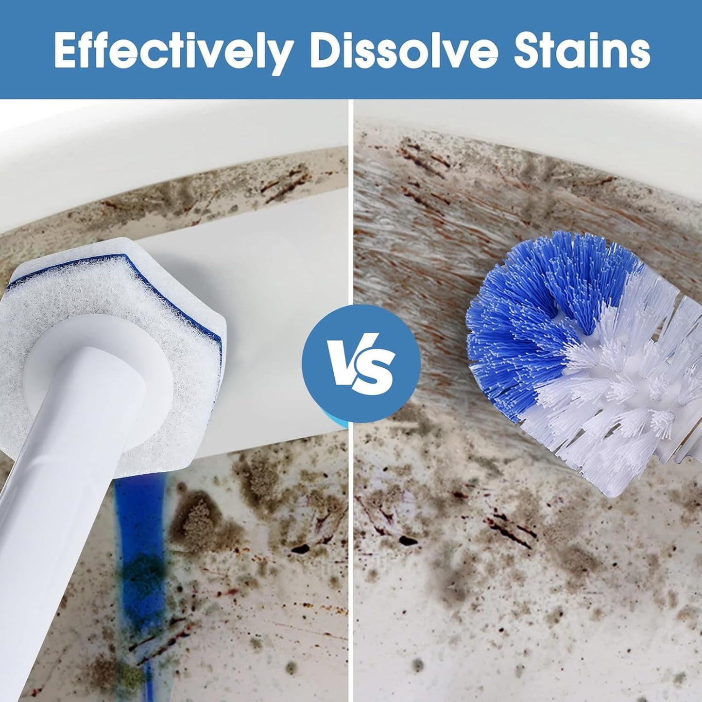 COBETE Disposable Toilet Brush Wand Kit with 56 Refills, Efficient Deep Scrubbing Toilet Bowl Cleaner Wand for Bathroom Toilet Cleaning