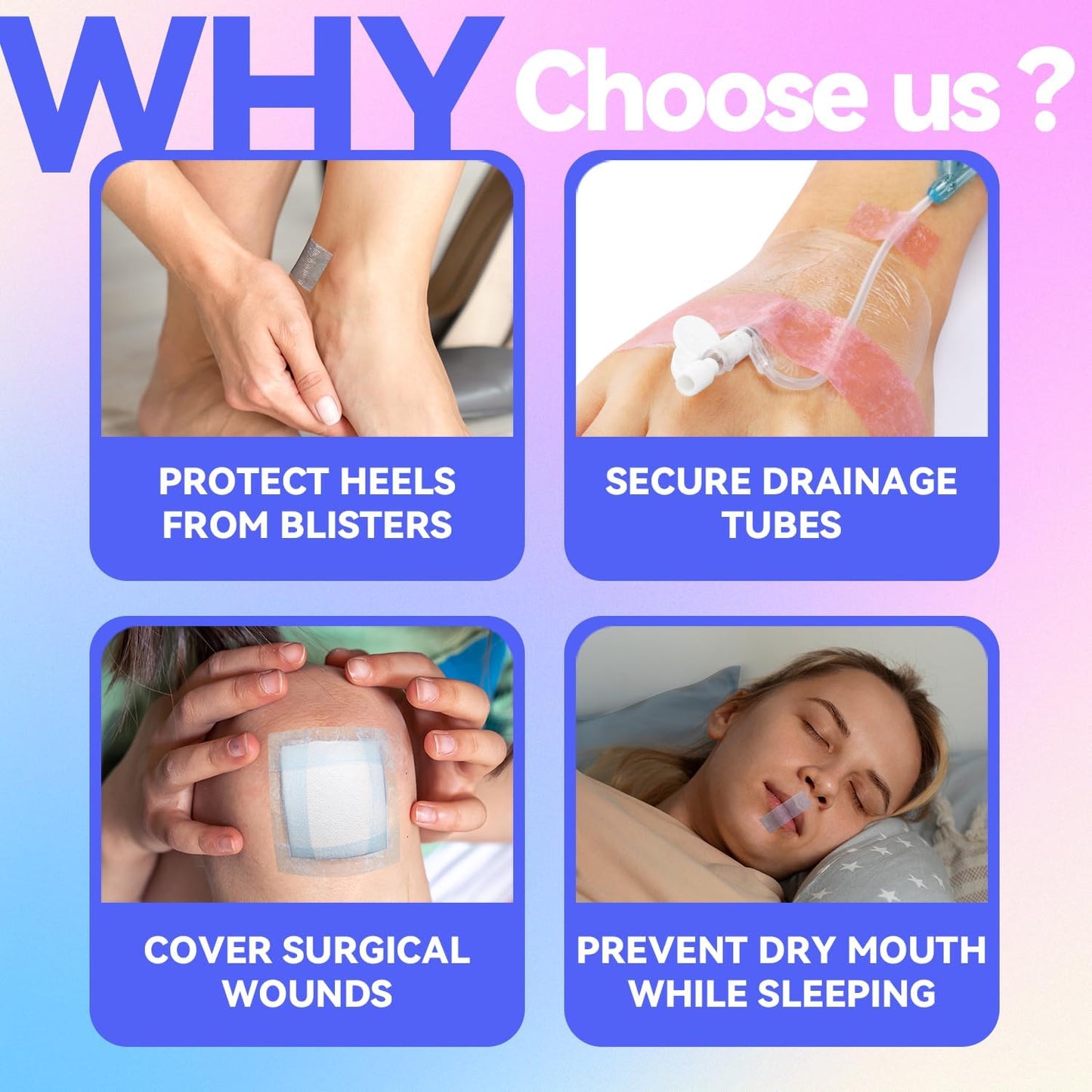 FRESINIDER Silicone Tape 1" x 5 Yard Pink 4 Rolls for Sensitive Skin, Pre-Cut Waterproof Medical Tape, Gentle Adhesive for Wound Care, Surgical Sites, Infants and Elderly