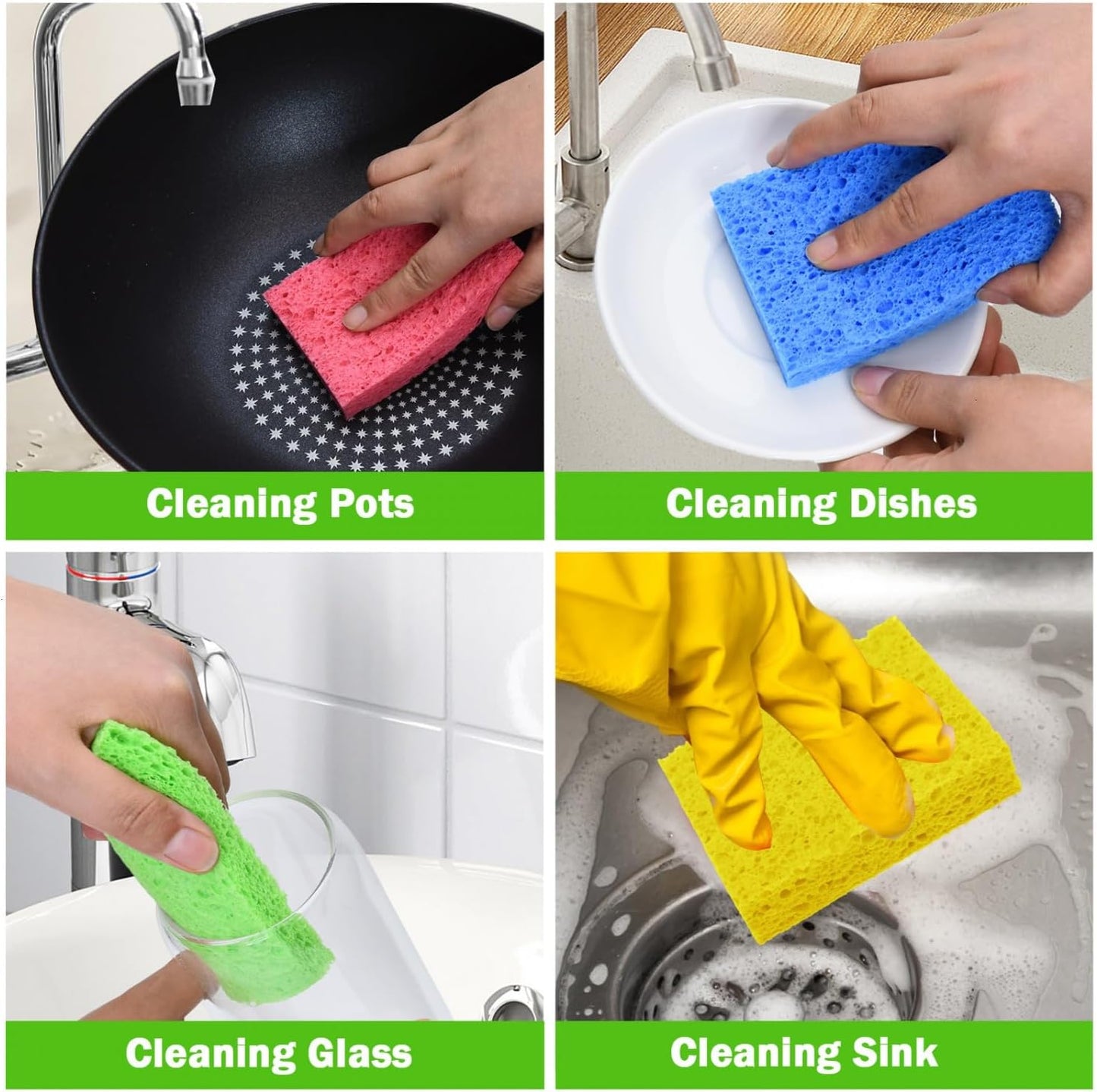 YoleShy Sponge Kitchen Natural Cellulose Sponges 10 Pack Compressed Sponges for Cleaning Reusable Dish Sponge Kitchen Non-Scratch DIY for Kids