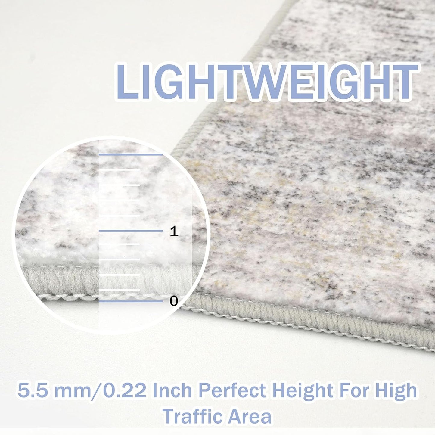 IOHOUZE Abstract Area Rugs 6x9 Ft Washable Rugs for Living Room, Non Slip Dining Room Rug, Printed Faux Wool Rugs for Bedroom, Floor Carpet for Office Nursery Playroom, Grey Beige