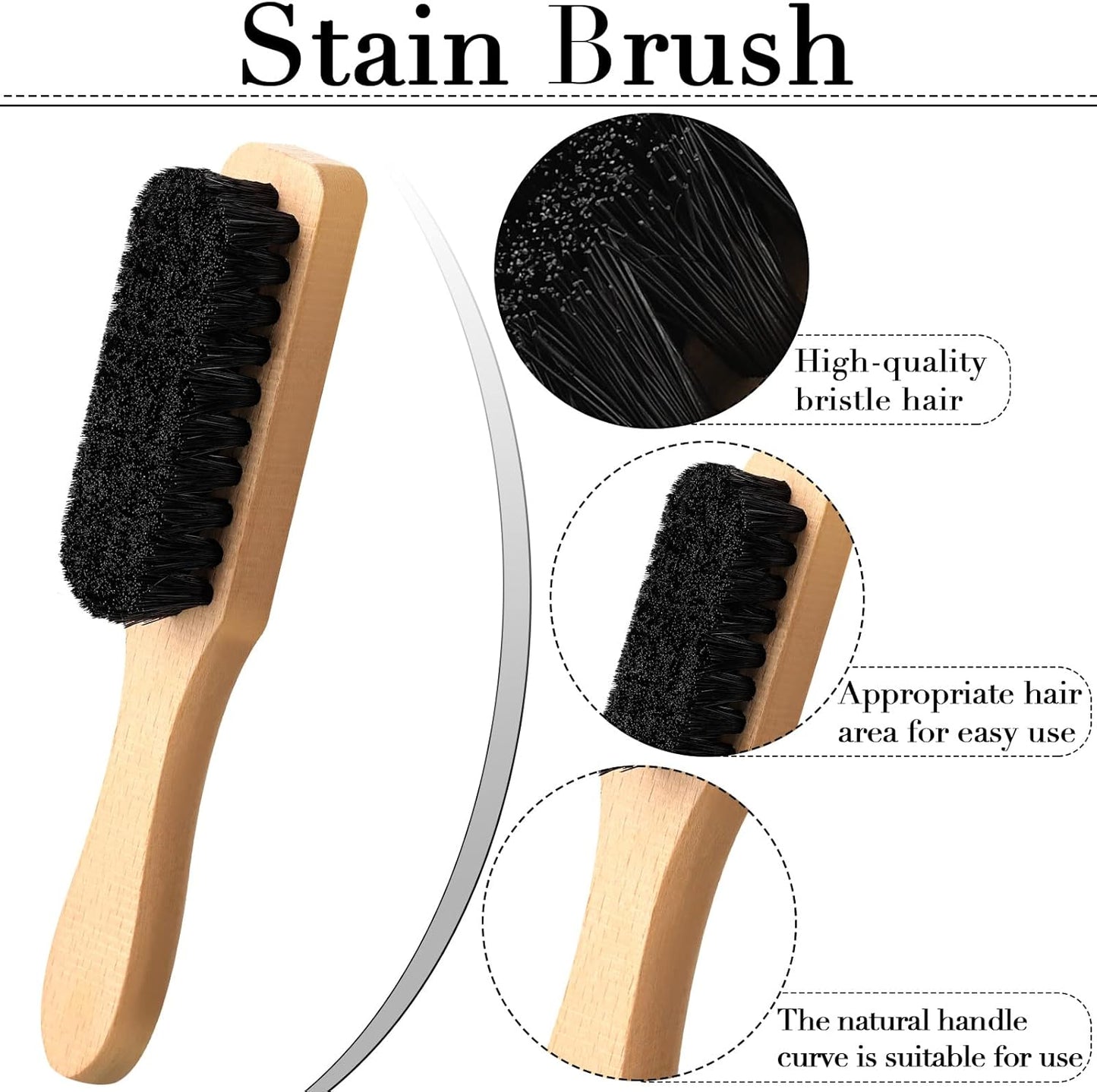 3 Pcs Laundry Stain Brush Soft Bristle Brush Velvet Furniture with Wooden Handle Stain Tool for Household Cleaning Carpet Furniture Laundry Supplies