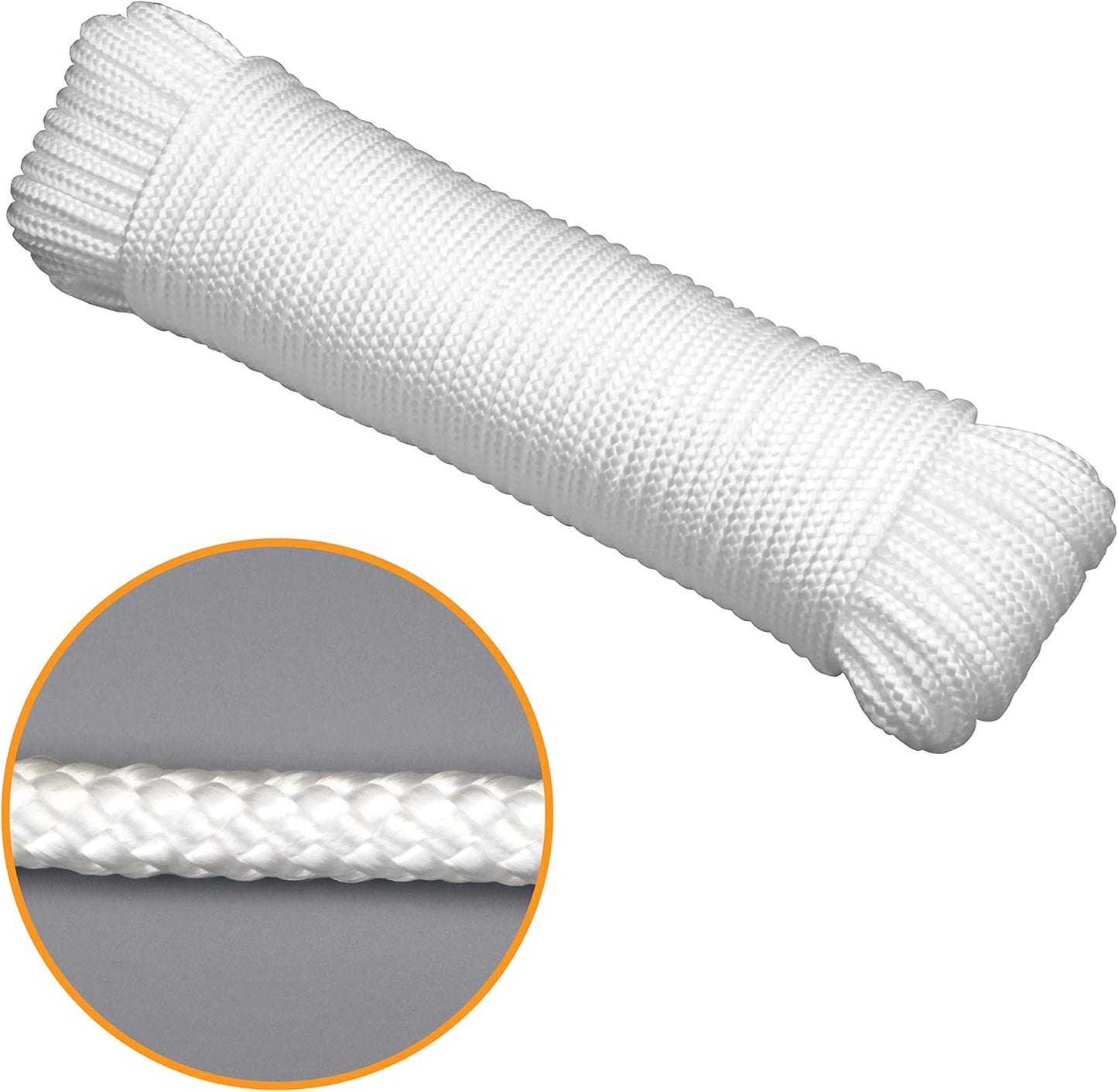 Gardzen 72' x φ1/4" White Rope, UV Resistant Rope for Flag Pole, Clothes line, Camping Tent, Canoes, Tree Work