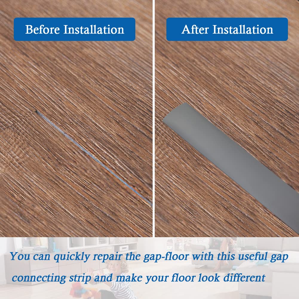 Floor Transition Strip Self Adhesive Floor Cover Strips Laminate 2" Wide Vinyl Flat Divider Transitions (5cm, 10Ft, Gray)