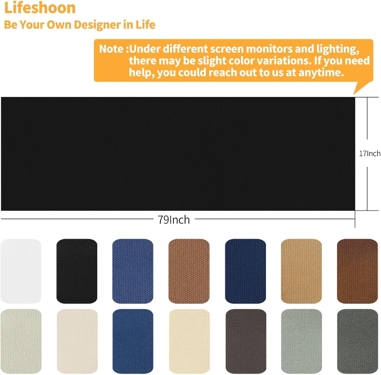 Fabric Repair Patches, 17X79 Inch Canvas Self-Adhesive Fabric Patches Tape Durable, DIY Large Canvas Repair for Sofa, Couches, Furniture, Chair, Clothing （17X79 Inch, Black）