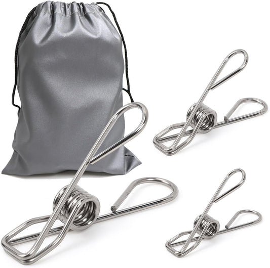 40 Pack Clothes Pins Heavy Duty, Metal Clothespins Assorted Size Include Extra Large, 304 Stainless Steel Clothes Pins with Waterproof Bag, 2.4/2.6/3.4 Inch Laundry Clips Outdoor