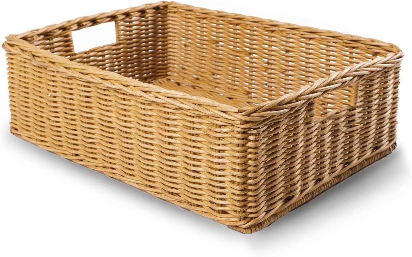 The Basket Lady Under The Bed/Basic Wicker Storage Basket, Medium, 20 in L x 14.5 in W x 6 in H, Sandstone