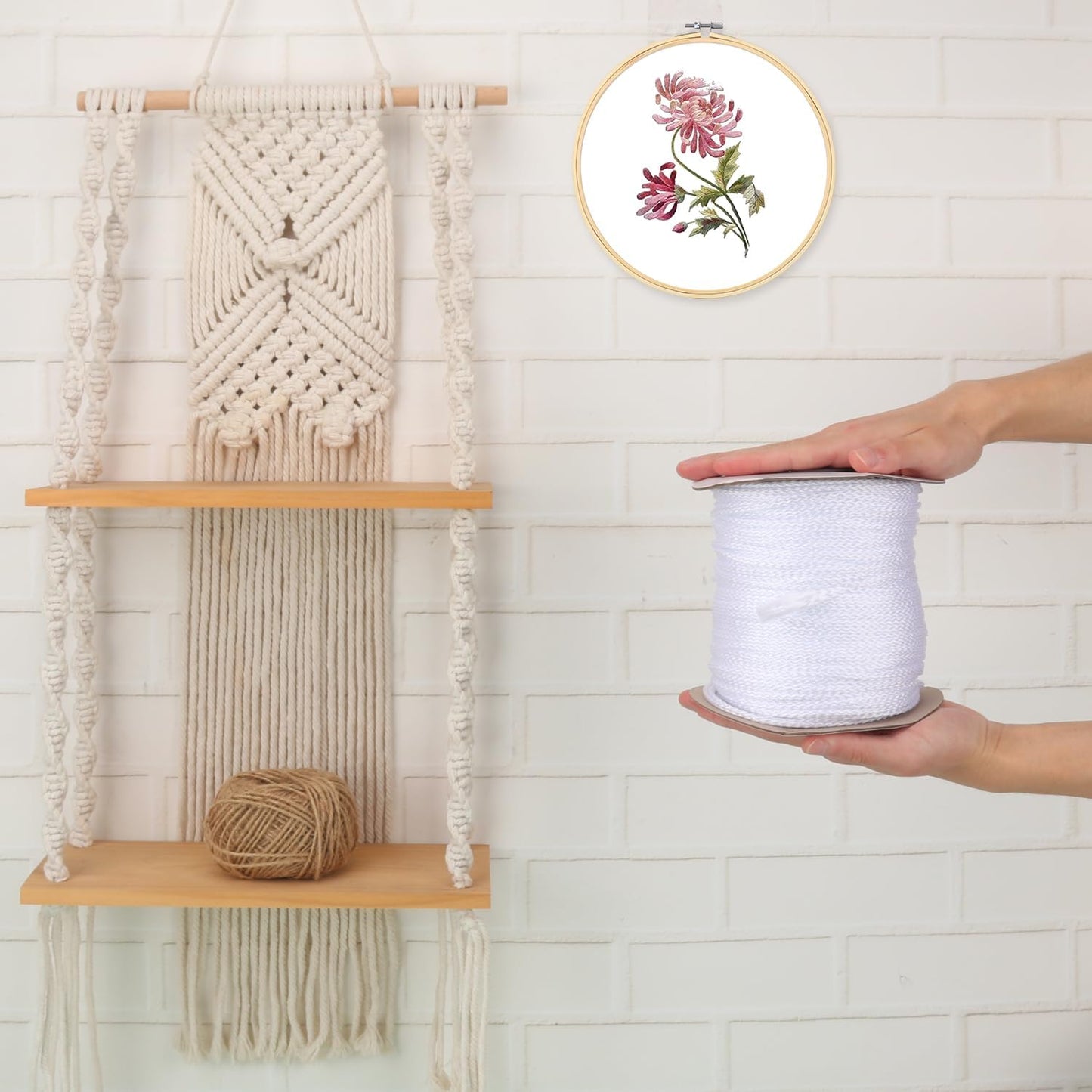 1/8 Inch White Polyester Rope - 500 Foot White Low Stretch Polyester Rope for Hiking, Kayaking, Tarps, Camping