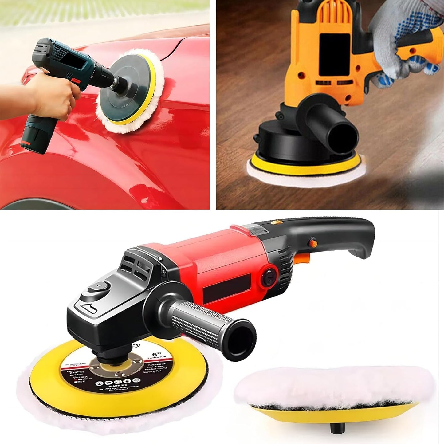 5 inches Wool Buffing Pads polishing Soft Sheepskin for Car, Furniture, Glass & More with Hook and Loop(Packs of 2)