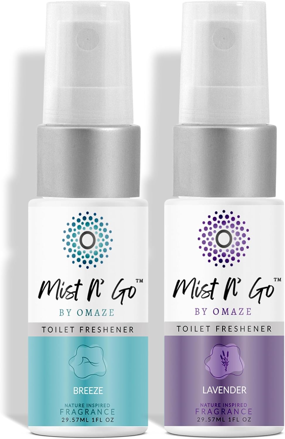 Mist N’ Go by Omaze Travel Bathroom Spray for Toilet Spray Odor Eliminator - Travel Toilet Spray for Bathroom Air Freshener Spray for Bathroom Deodorizer - Popular Mix, Travel Size (1oz x2)