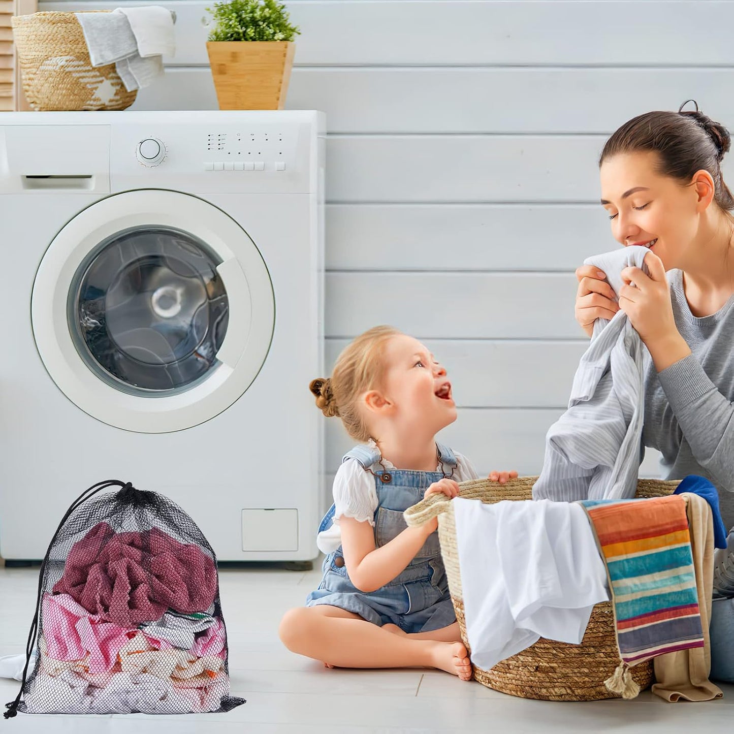 iMucci 13"X15.5" 100Pcs Mesh Laundry Drawstring Bag Nylon Drawstring Gym Bag with Cord Lock Closure