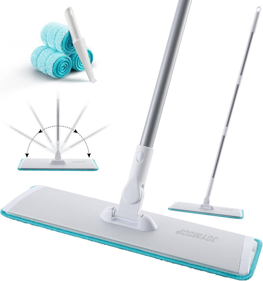 JOYMOOP 18 Inch Dust Mop for Hardwood Floors, Heavy Duty Industrial Wet Dry Mops with Telescopic Handle, Includes 3 Microfiber Mop Pads