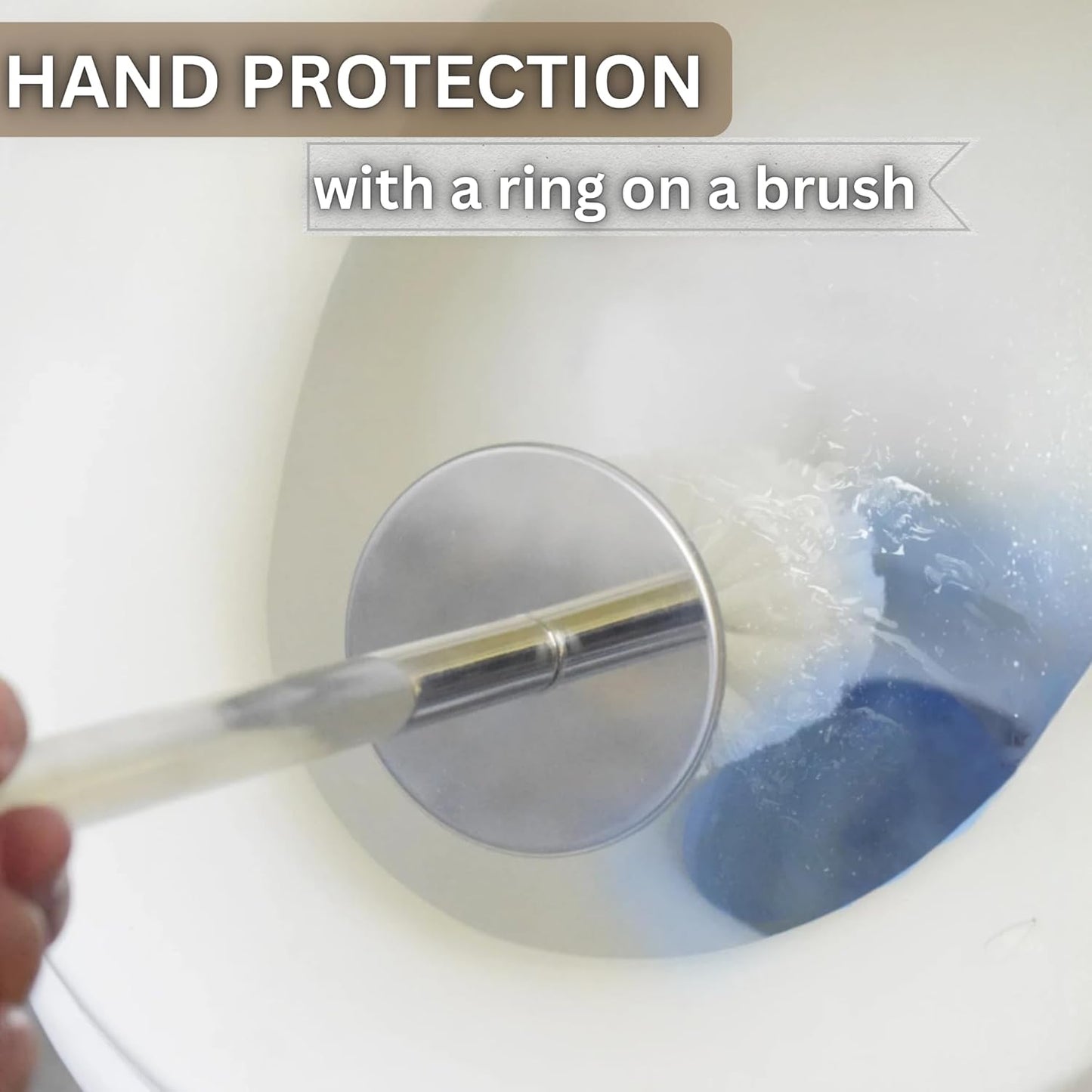 Escenzy Modern Toilet Brush and Holder Set | Natural Shell Mosaic Glass | Non-Rustic Stainless Steel | Practical & Decorative Toilet Bowl Brush and Holder | Luxury Bathroom Accessories