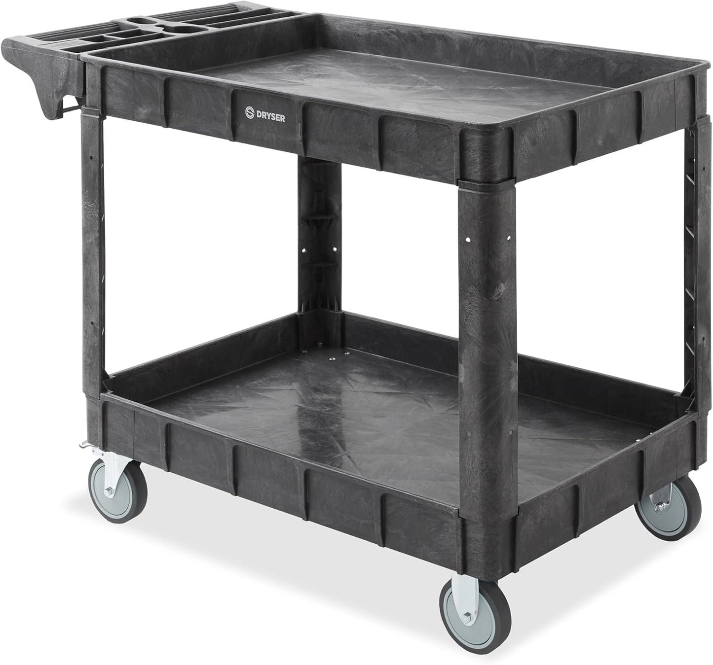 Dryser Utility Cart with Wheels, 46" x 25" Heavy Duty 550 lb. Capacity with Shelves - 2 Tier Rolling Cart with Two 5" Swivel Casters for Warehouse, Garage, Cleaning