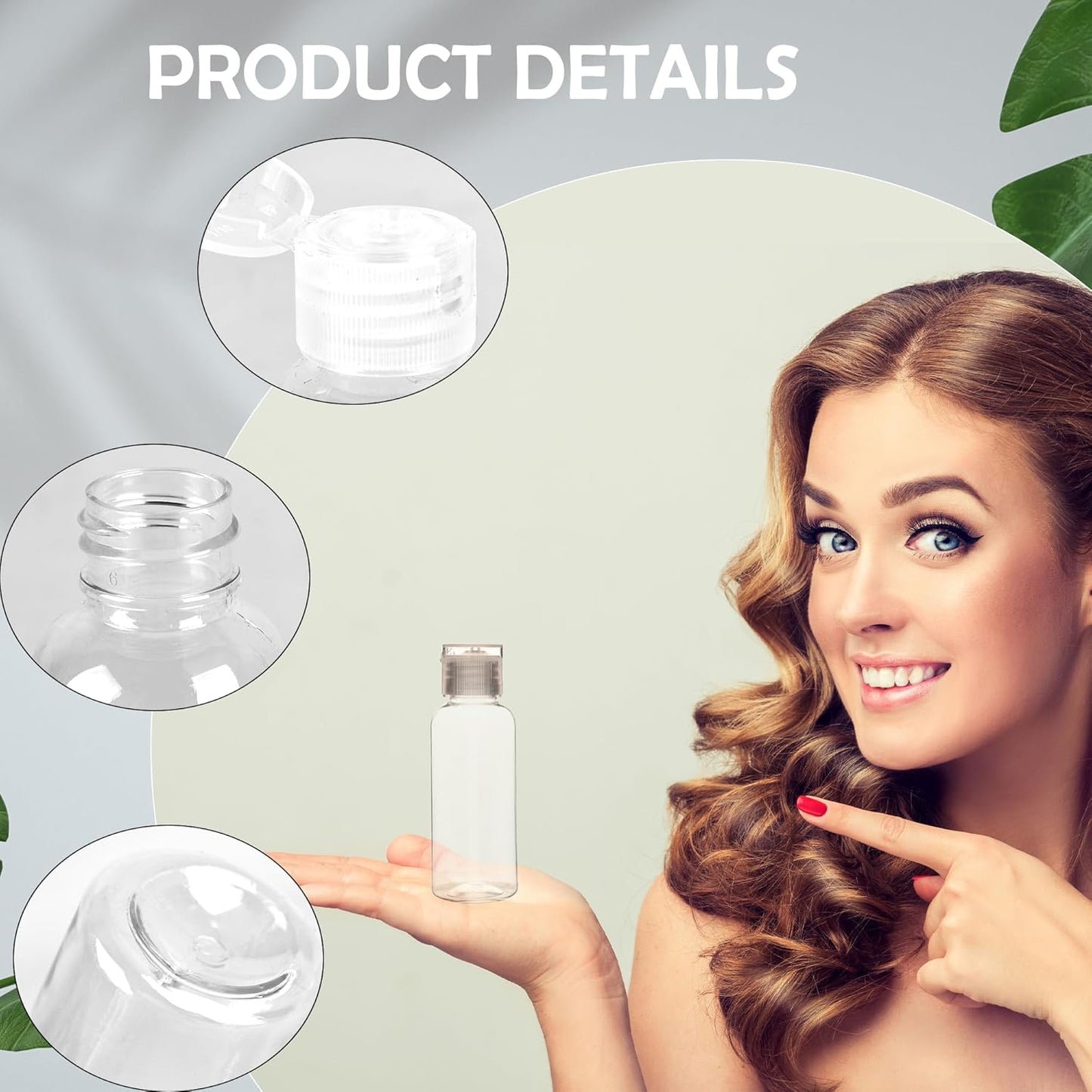 60 Pack 1.7oz/50ml Travel Empty Bottles with Flip Cap Plastic Empty Hand Sanitizer Bottles Travel Size Squeezable Bottles Container Refillable Clear for Shampoo Baby Shower Body Soap Wedding Party