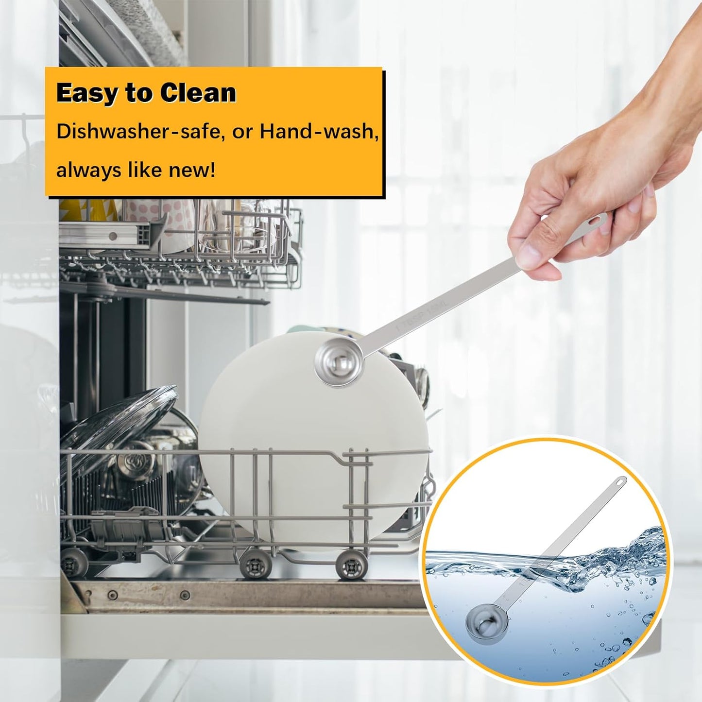 1PCS 1Tsp(1/3tbsp, 5ml) Extra Long Handle Measuring Spoon, Single Stainless Steel Individual Measure Scoop Only