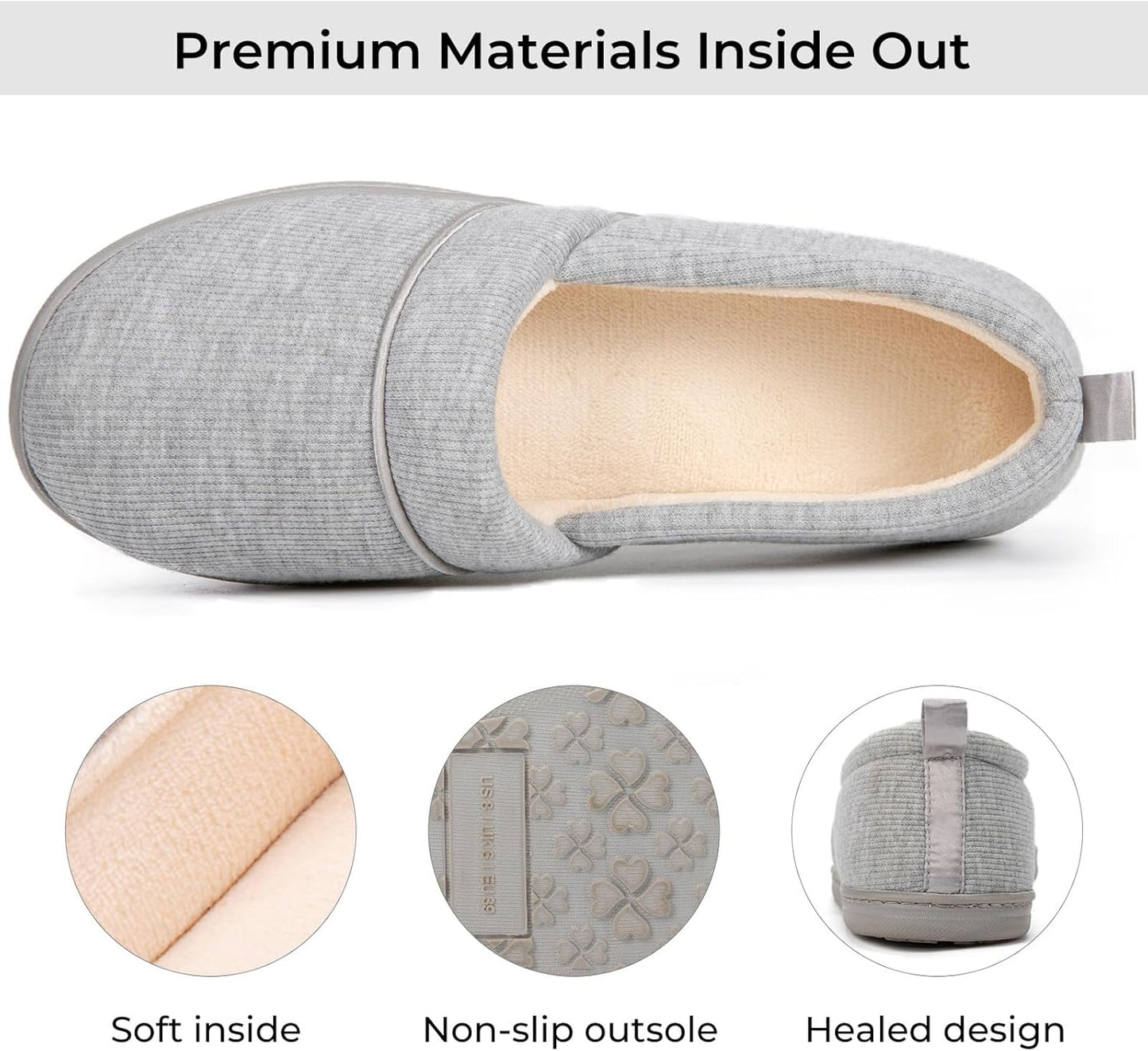 HomeTop Women's Comfy Loafer Slippers Lightweight Memory Foam Non-slip Indoor House Shoes