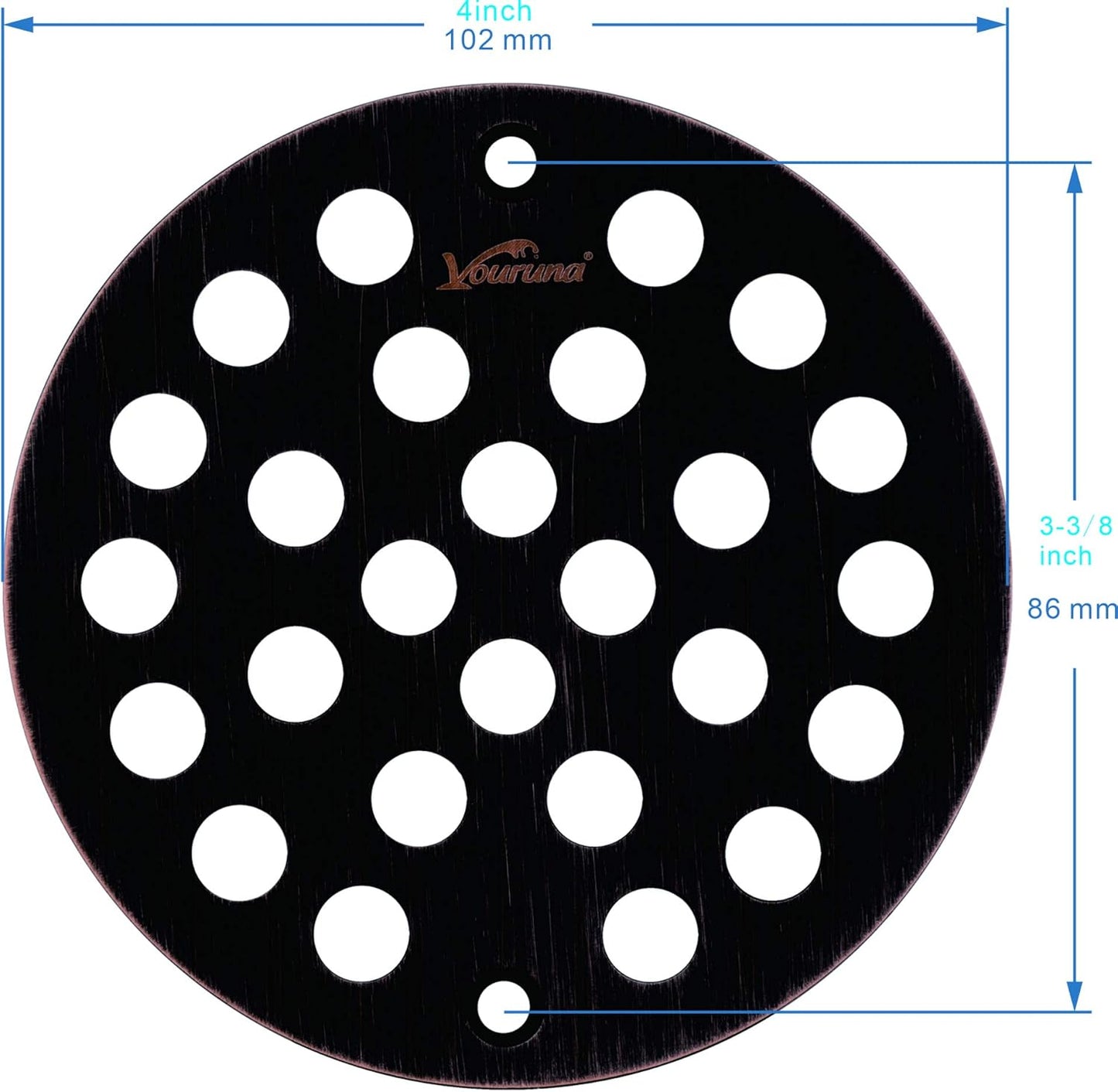 4-Inch Screw-in Shower Strainer Drain Cover Replacement Floor Strainer (Oil Rubbed Bronze) (Isn't Black)