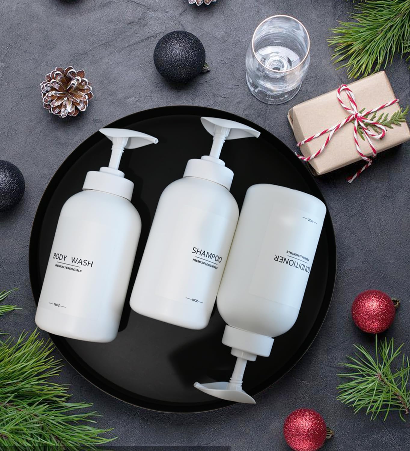 Frosted Pearl White Shampoo and Conditioner Bottles, Refillable Apothecary Dispenser Pump for Shampoo, Sanitizer, Lotion, Oil, Shower Soap, Hand Soap, Dish Soap (3, 500ml)