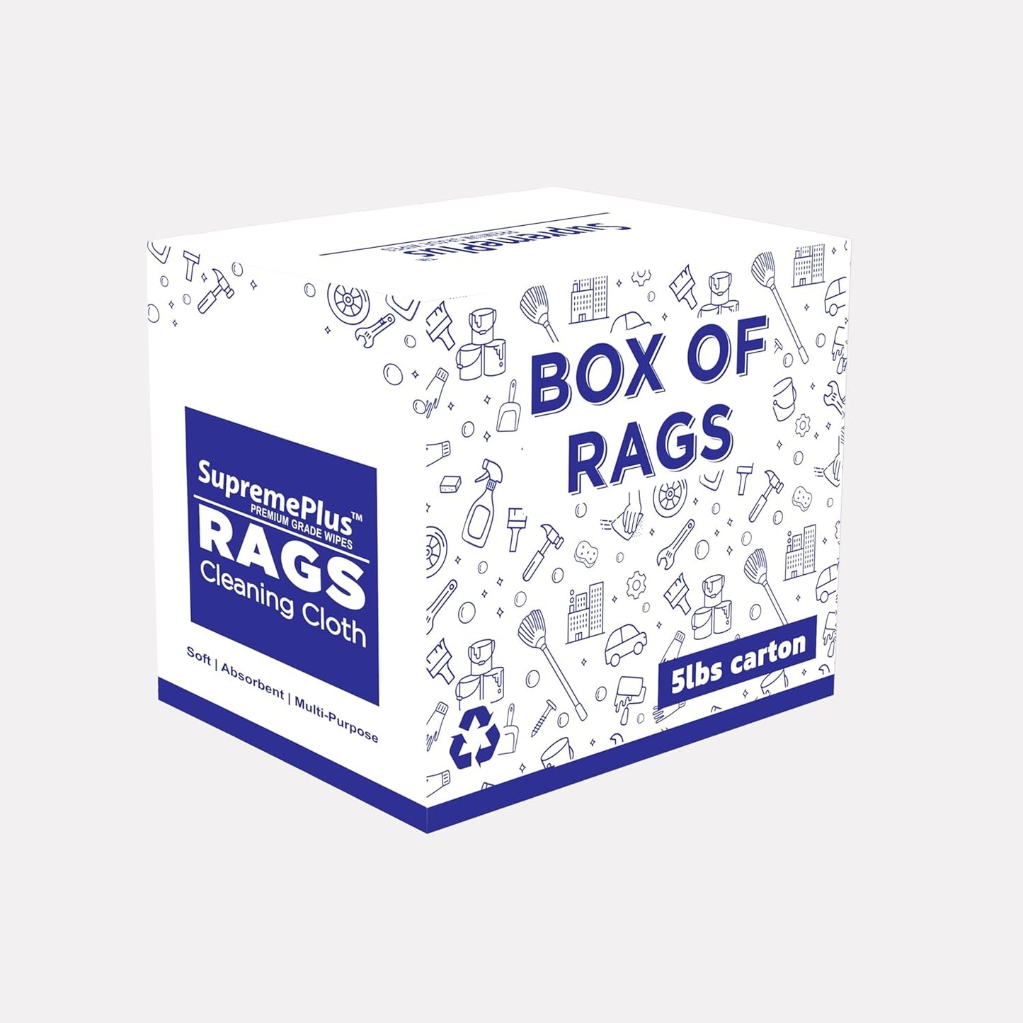 Premium White T-Shirt Cleaning Rags (5 lbs. Box) – White Cotton Rags for Cleaning, Staining, Painting, Oil, Grease & Dust Removal – Shop Rags Bulk for Multipurpose use