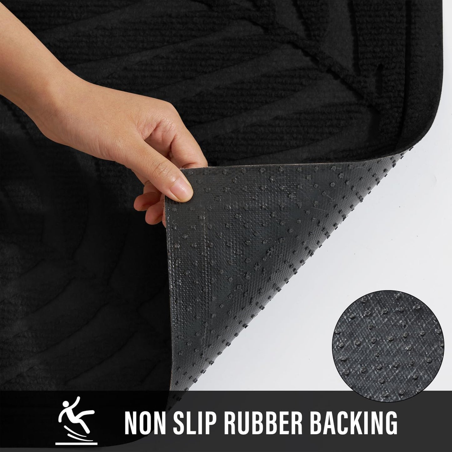 Front Door Mat, Absorbent Resist Dirt Welcome Door Mat Indoor Outdoor, Waterproof Doormat, Sturdy Non Slip Backing, Fade Resistant, Low Profile Entry Mat for Entryway, 36×24, Black