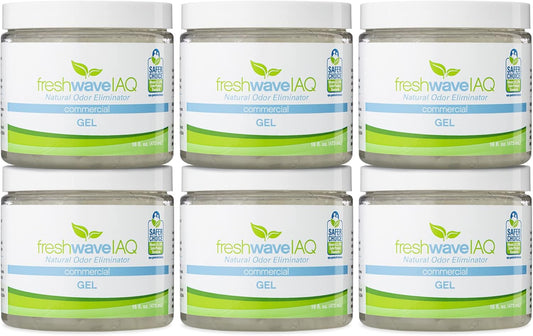 Fresh Wave IAQ Commercial Odor Eliminating Gel, 16 Fl. Oz. | Pack of 6 | Odor Absorbers for Home | Safer Odor Relief | Natural Plant-Based Odor Eliminator | Replace Every 15-60 Days