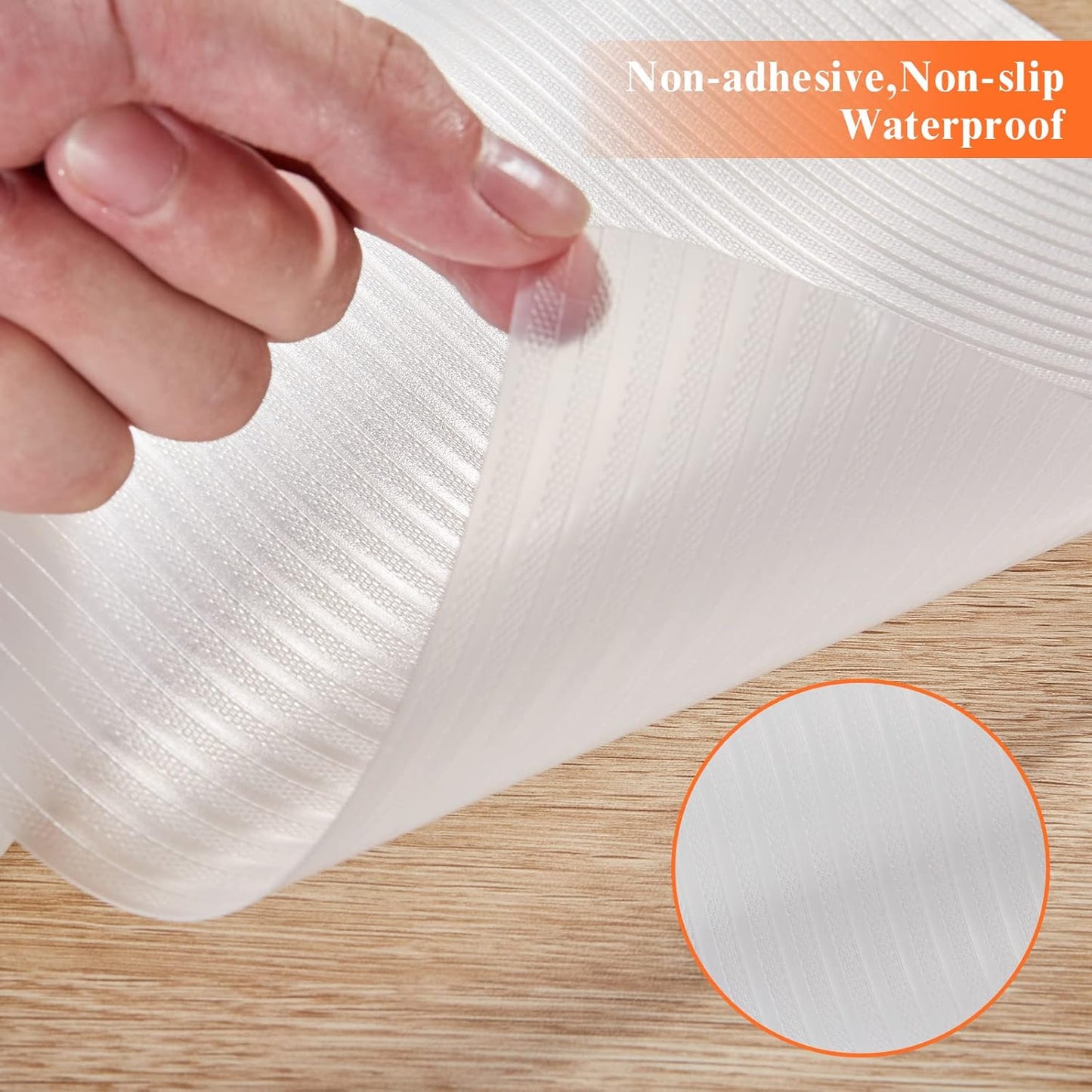 17.5 Inches x 20 Ft Refrigerator Liners Shelf Liner, Fridge Liners Non Slip Washable, Drawer Liners Non Adhesive Waterproof, Durable Fridge Mats for Glass Shelves, Cupboard, Pantry, Clear