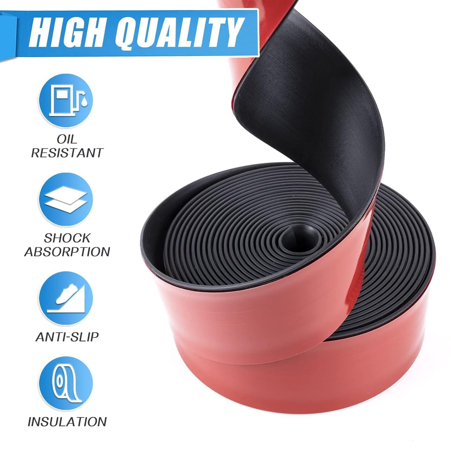 Adhesive Rubber Strips Neoprene Rubber Sheets, Rolls & Strips with Adhesive Backing Rubber Pads Self Stick Seal Rubber Gasket Adhesive Back for Matting Padding - 1/2" Wide x 1/16" Thick x 20' Long