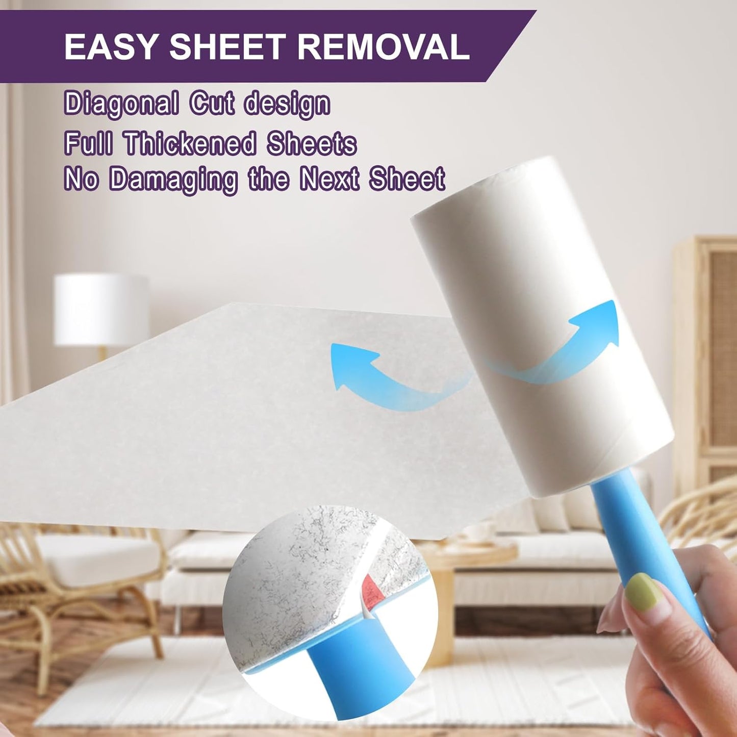 Lint Rollers for Pet Hair Extra Sticky, 660 Sheets Value Set/6 Lint Roller Refills with 3 Durable Handles, Pet Hair Roller for Clothes, Furniture, Carpet