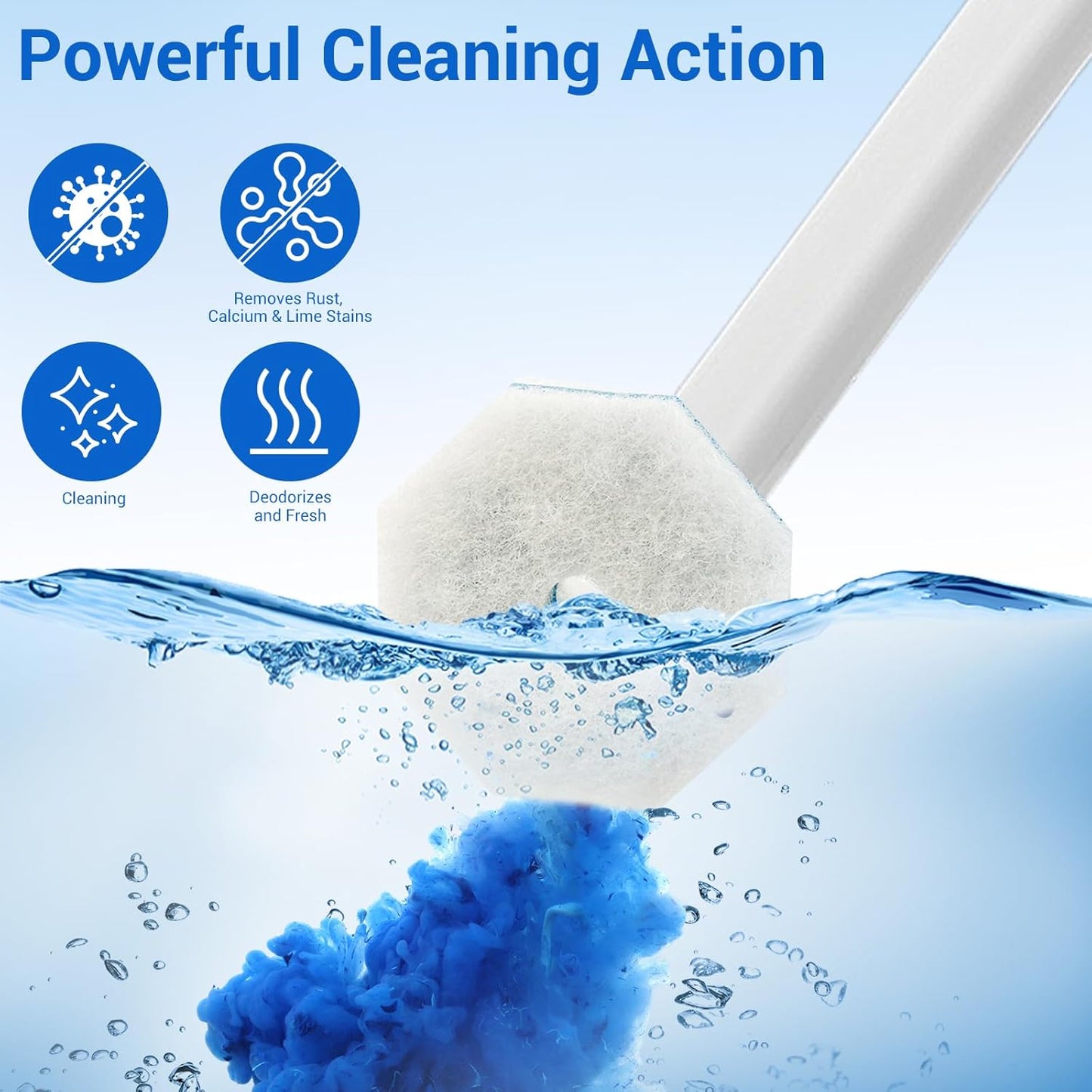 50 Counts Disposable Toilet Bowl Wand Refills, 5X Cleaning Power Toilet Cleaner Refill Pads, Deep Cleaning, No Falling Apart, Fresh Fragrance, Compatible with Most Toilet Brushes