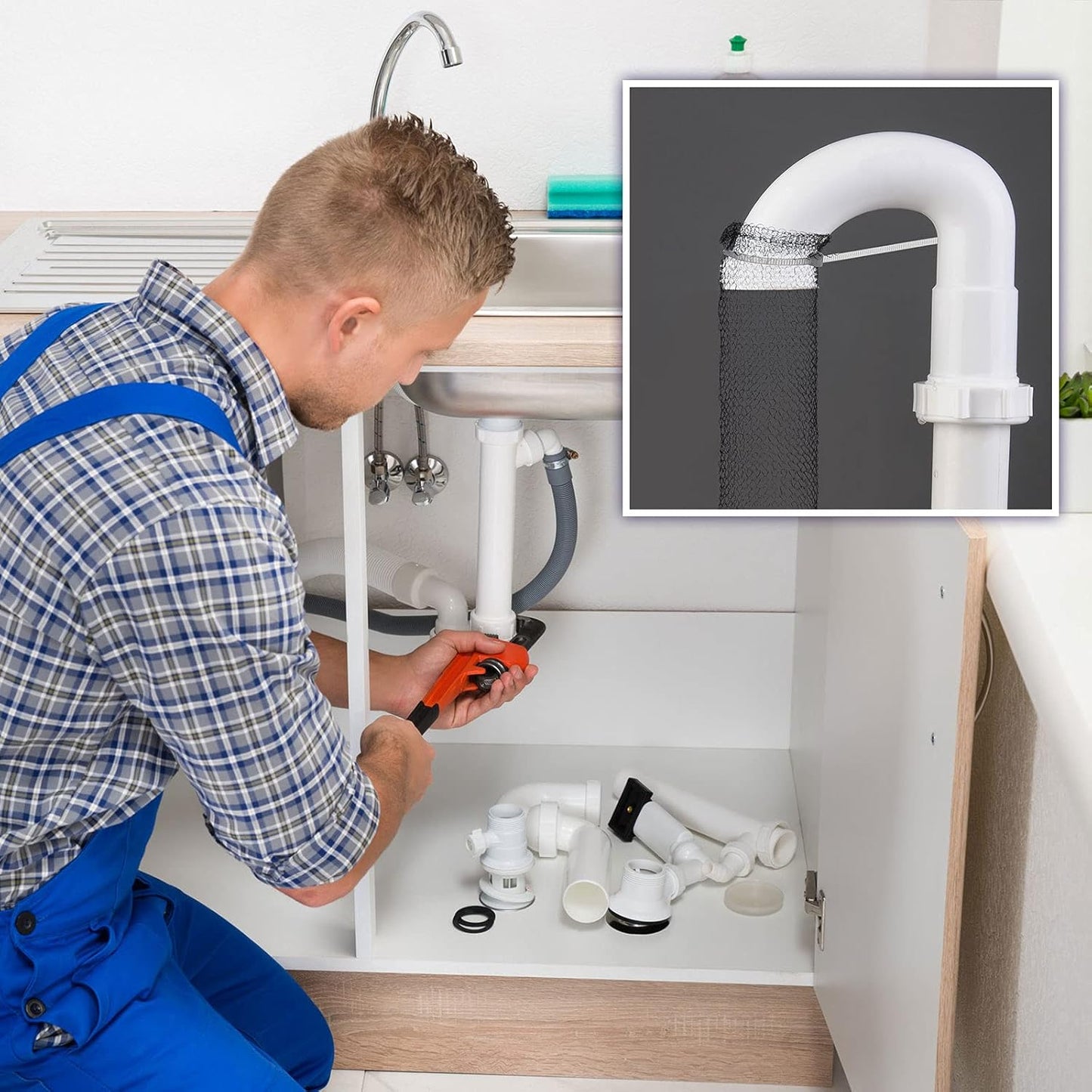 60 Pieces Washing Machine Lint Traps with 60 Cable Ties, Rust-Proof Stainless Steel Lint Traps Laundry Mesh Hose Filter Screen Catcher for Washing Machine Discharge Hoses