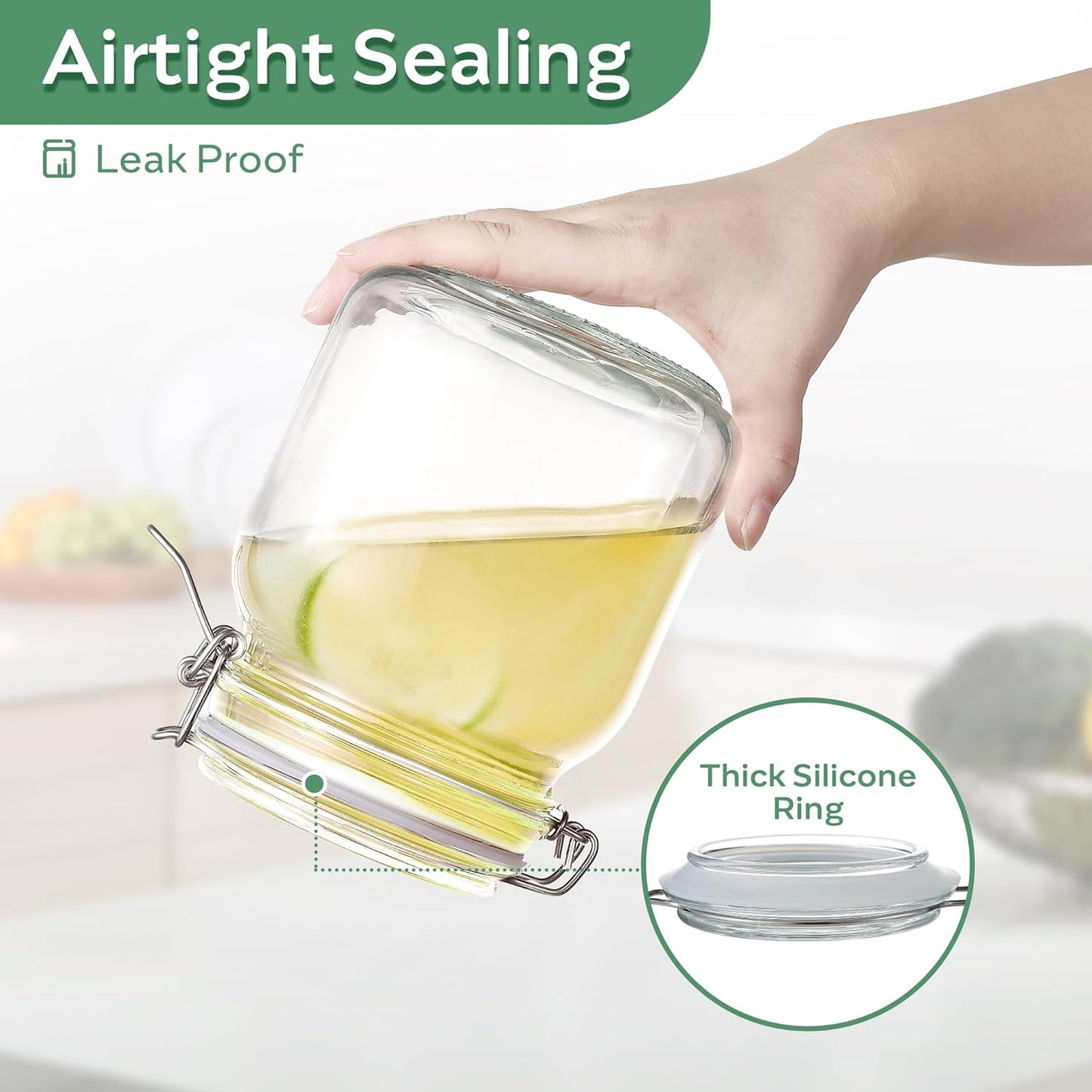 Glass Food Storage Jars with Airtight Lids 13 oz Square 4 Pack Kitchen Storage Containers Small Cabinet Canisters Sealed Pot Canning for Pasta, Cereal, Coffee, Beans, Spice