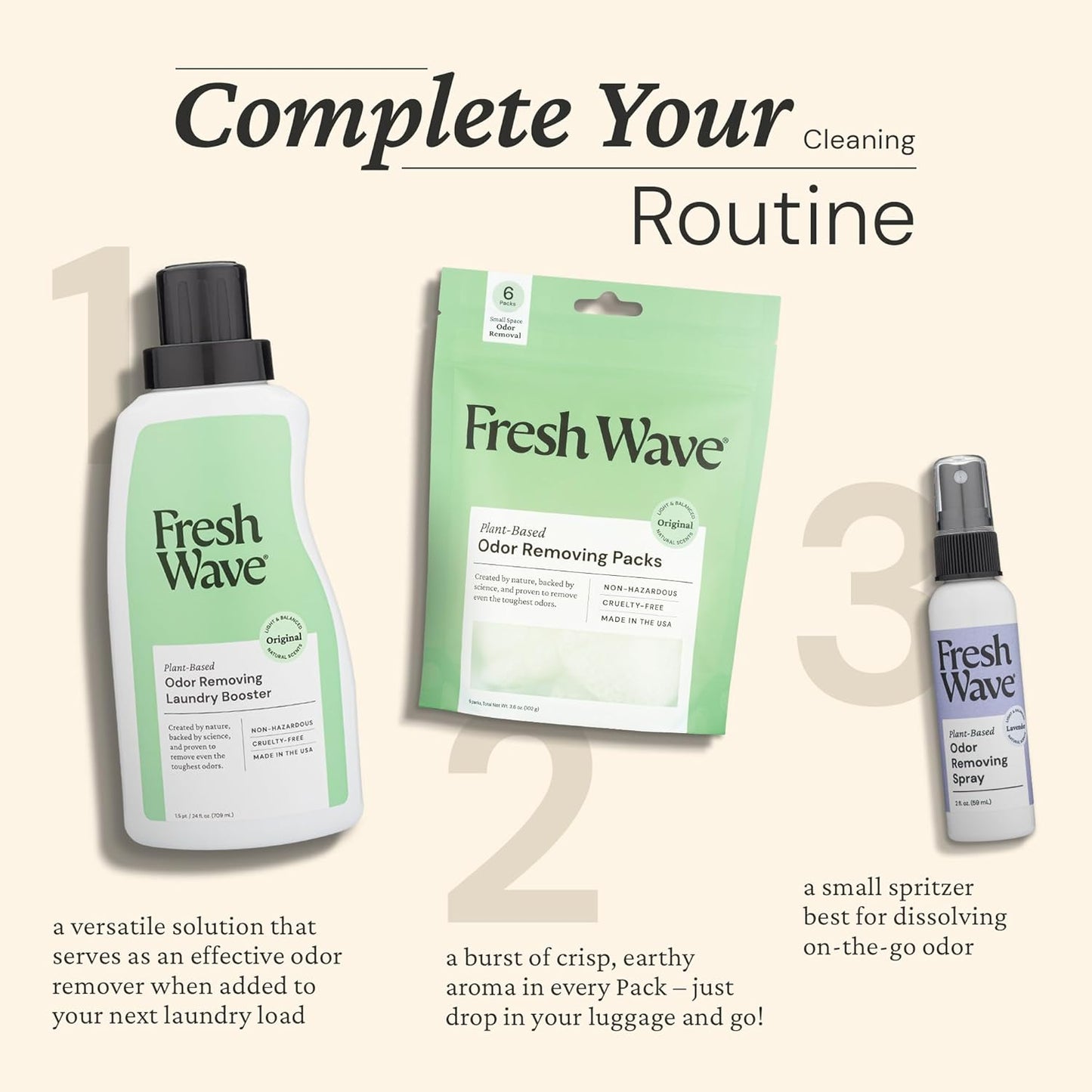 Fresh Wave Lavender Scent Odor Eliminator Spray & Air Freshener, 2 fl. oz. Travel Size (Pack of 2)