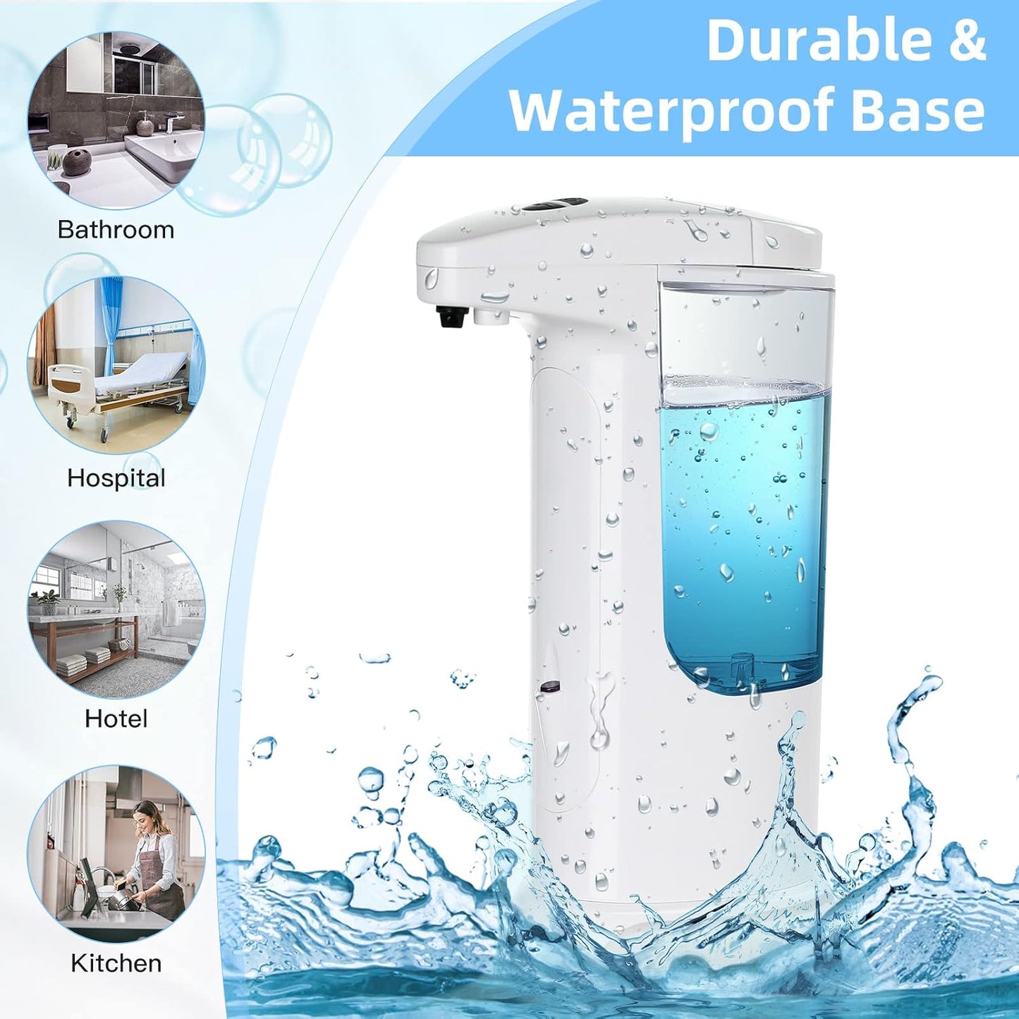 Automatic Soap Dispenser 400ml/13.5oz,Clear High Capacity Touchless with Infrared Sensor,HandsFree Soap Dispenser Seals Water-Resistant, Adjustable Liquid Dispensing