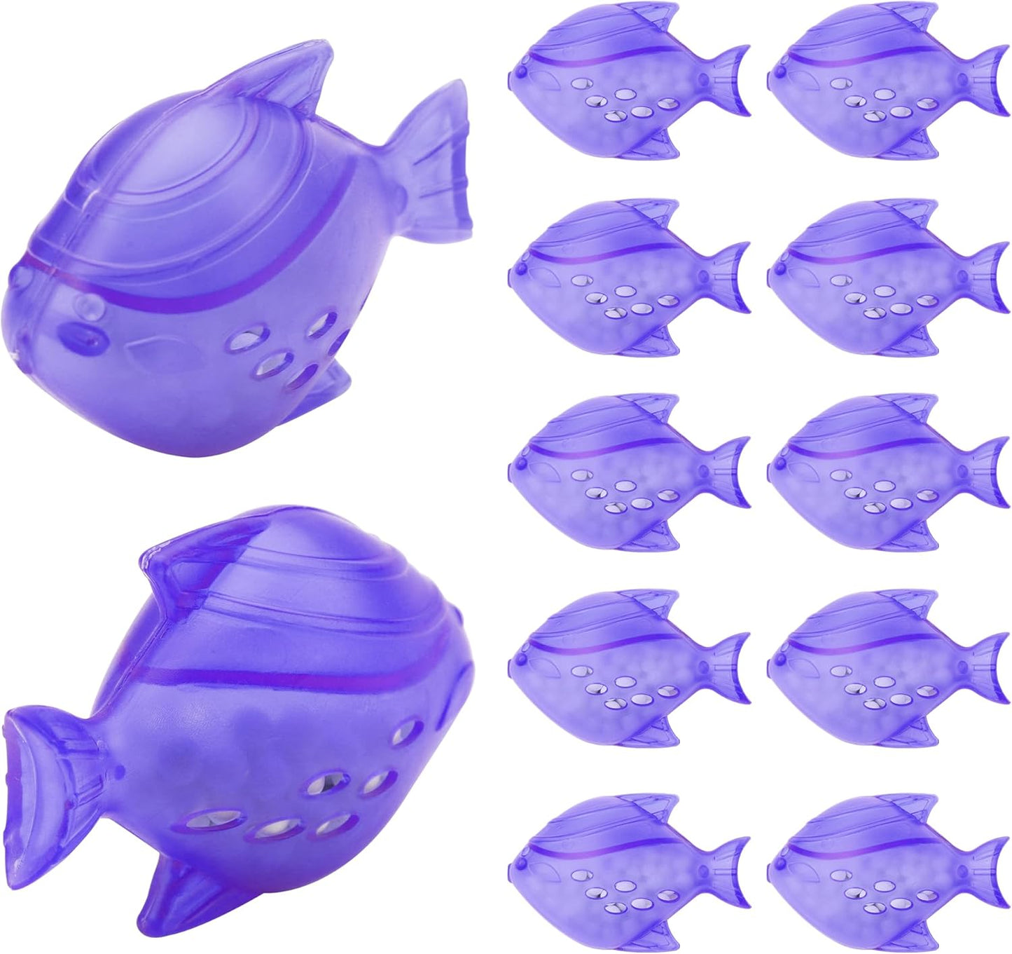 Funmit 12 Pack Universal Humidifier Cleaner Fish Compatible with Almost All Humidifiers and Fish Tanks, Equipped with Silver Ion Filter Balls, Prevents Hard Water Build-Up, Reduces Scale, Purple